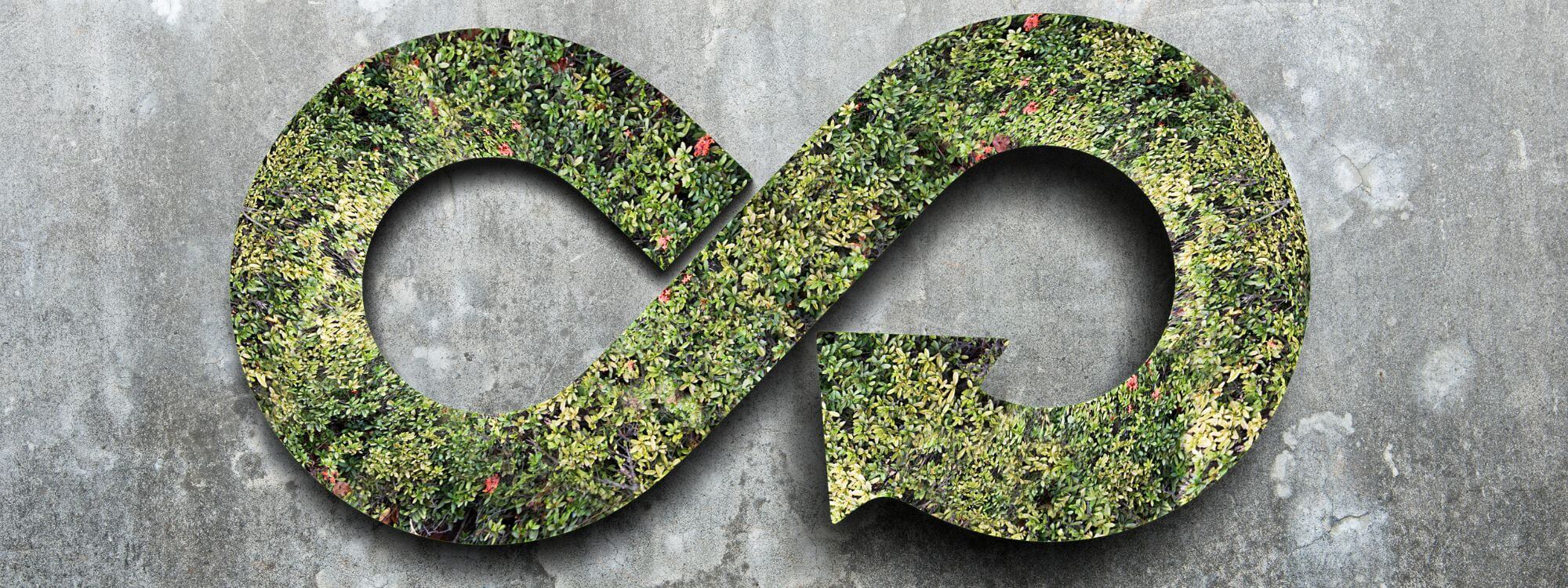 symbol that resembles a figure eight laying on it's side to represent the circular economy