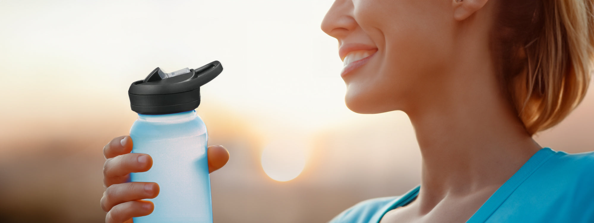 Recycled plastic reusable water bottles