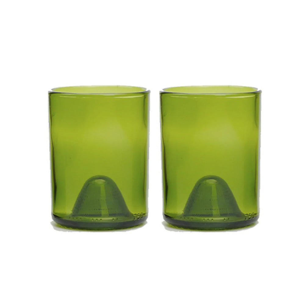 Customizable Recycled Refresh Glass 12 oz Drinking Glass - 2 Pack in green.