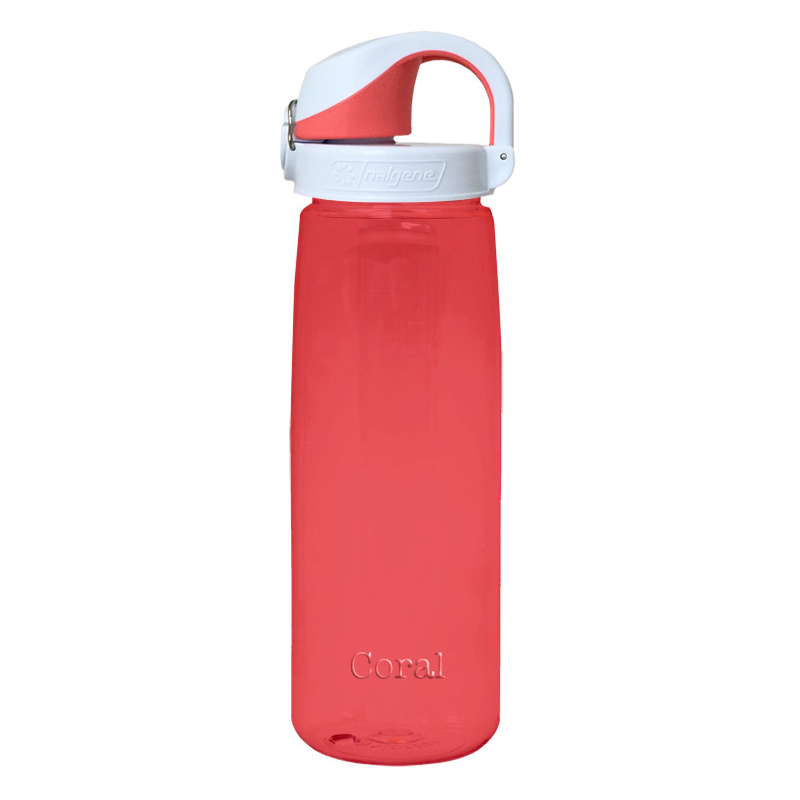 Customizable 24 ounce Nalgene Sustain On-the-Fly bottle in Coral.