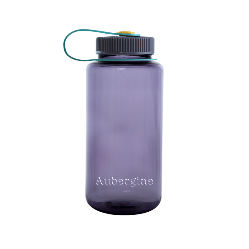 Customizable 32 ounce wide-mouth Nalgene Sustain bottle in aubergine.