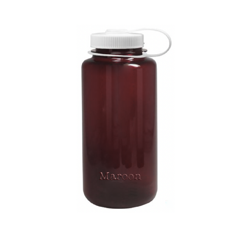 Customizable 32 ounce wide-mouth Nalgene Sustain bottle in Maroon.