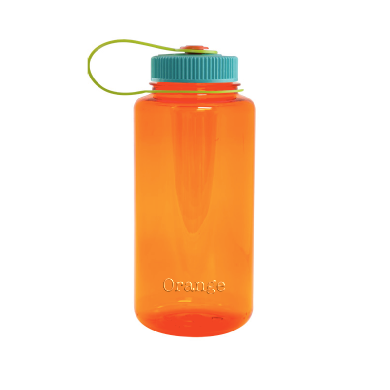 Customizable 32 ounce wide-mouth Nalgene Sustain bottle in Orange.