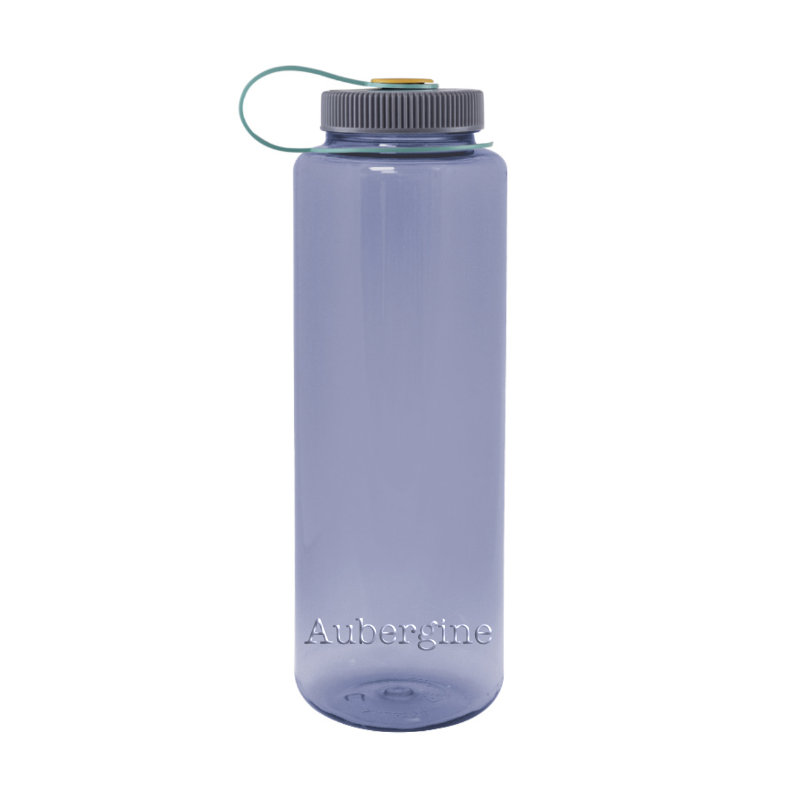 Customizable 48 ounce wide-mouth Nalgene Sustain bottle in Aubergine.