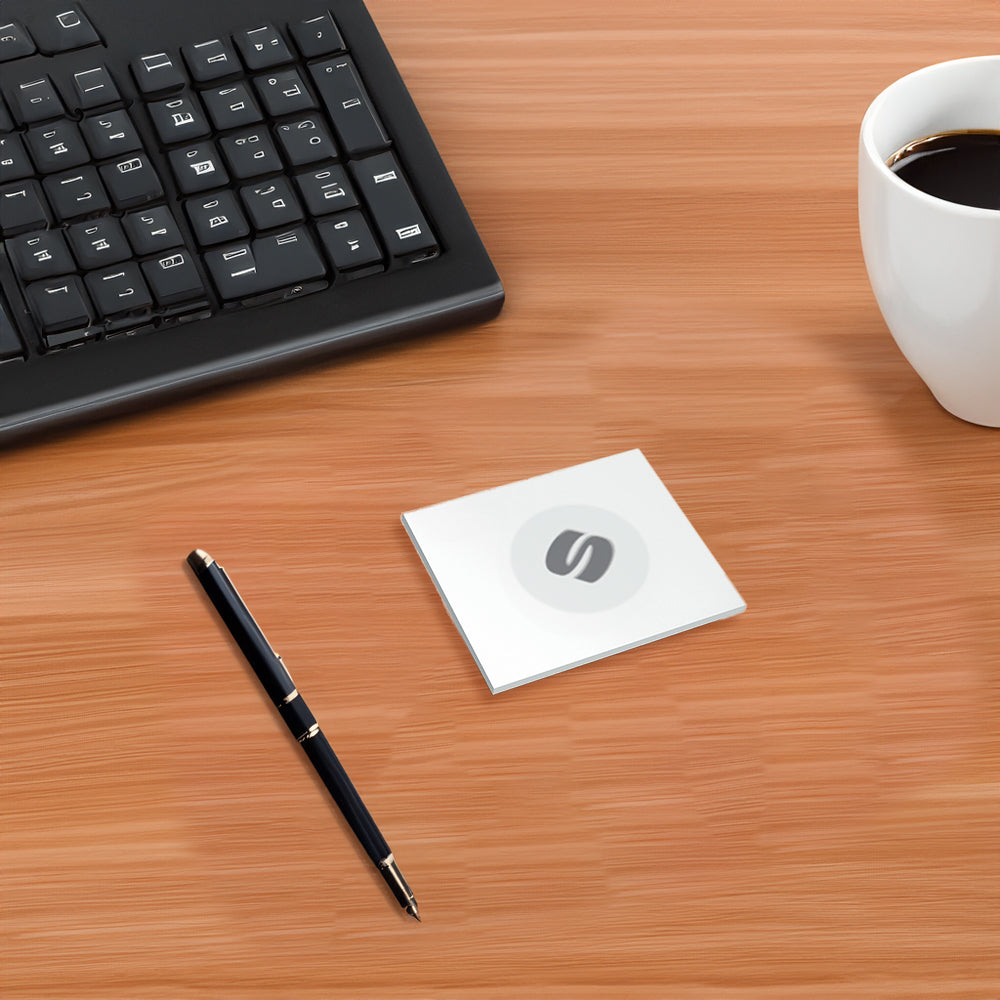 Customizable 4x3 50-Sheet Sticky Notepad - 100% Recycled Paper