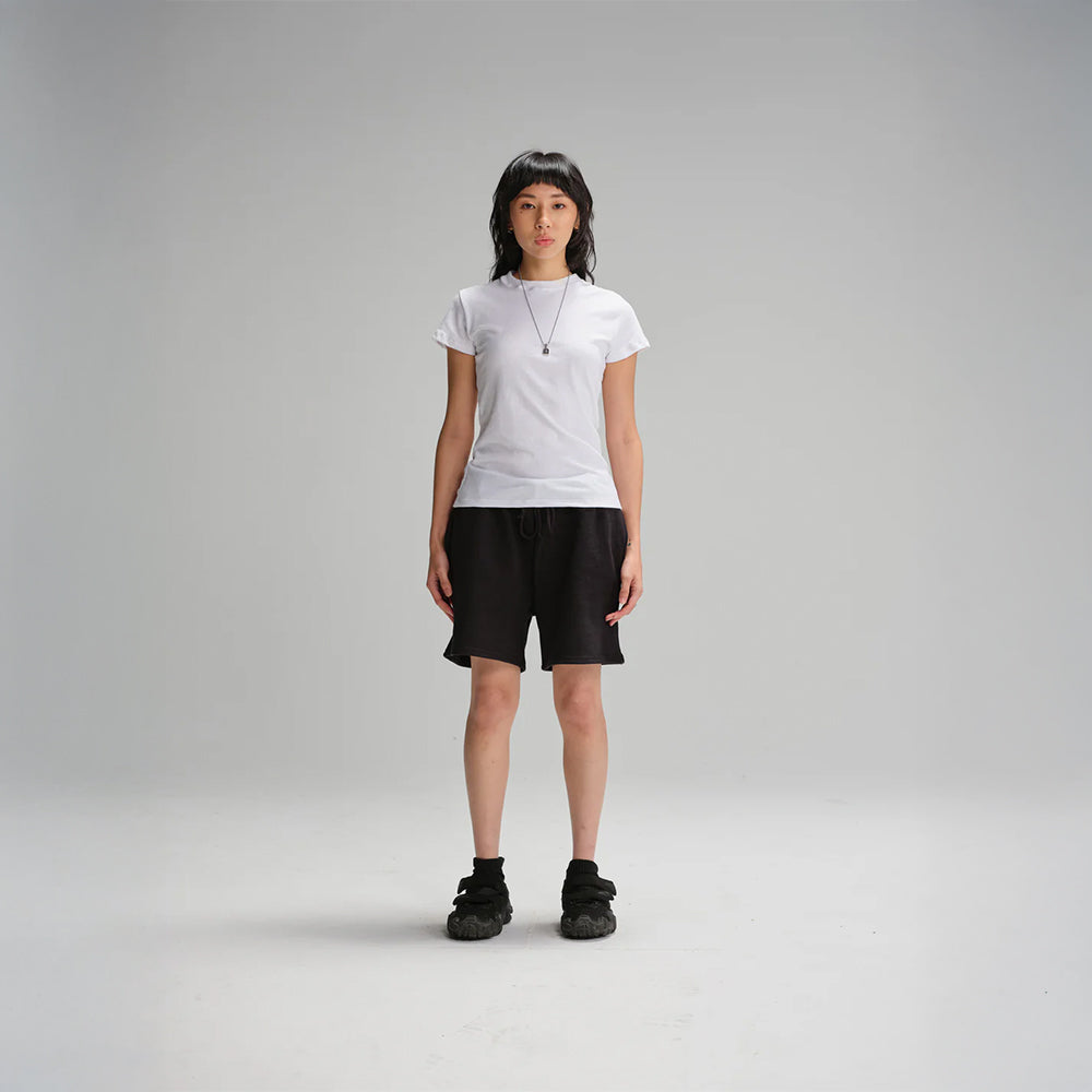 Everywhere Apparel® Recycled Cotton Women's Fitted T-Shirt - Made in the USA branded in white.