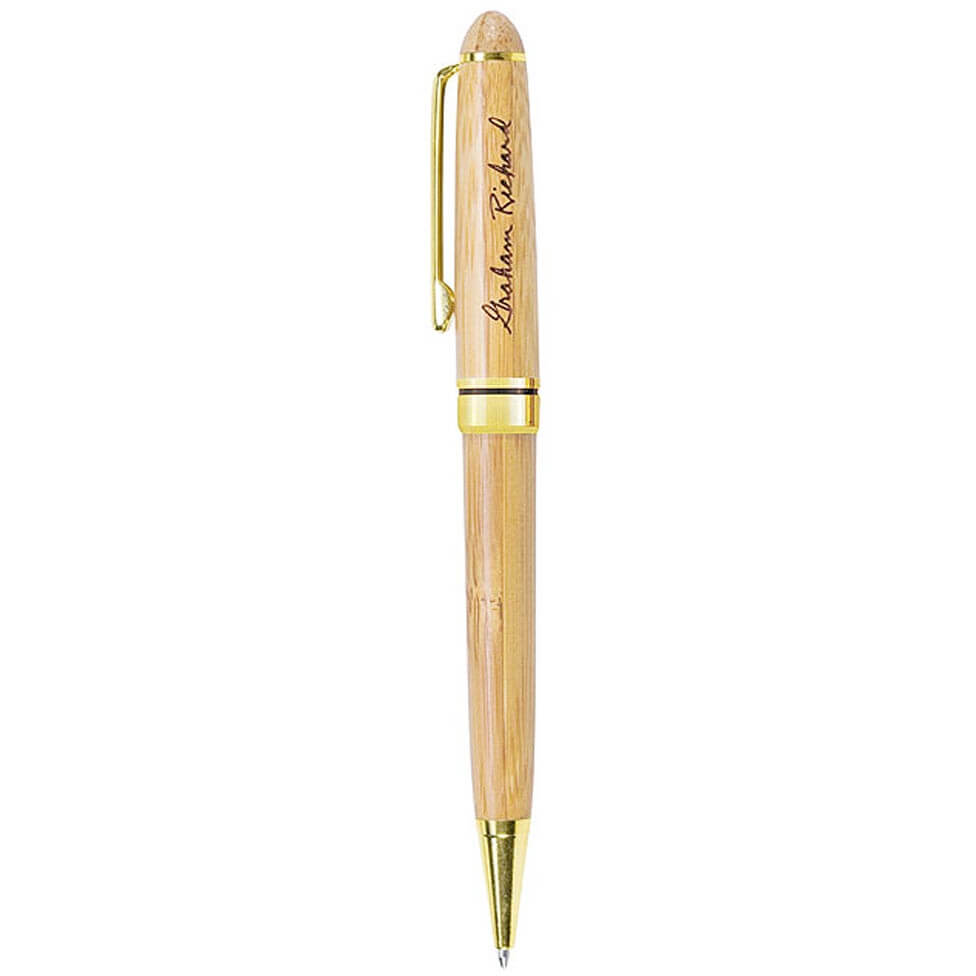 Customizable Bamboo Twist-Style Pen - Gold