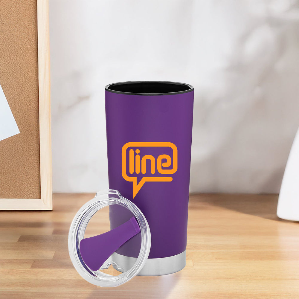 Customized h2go® 20 oz Fargo Recycled Stainless Steel Tumbler in blue with logo.