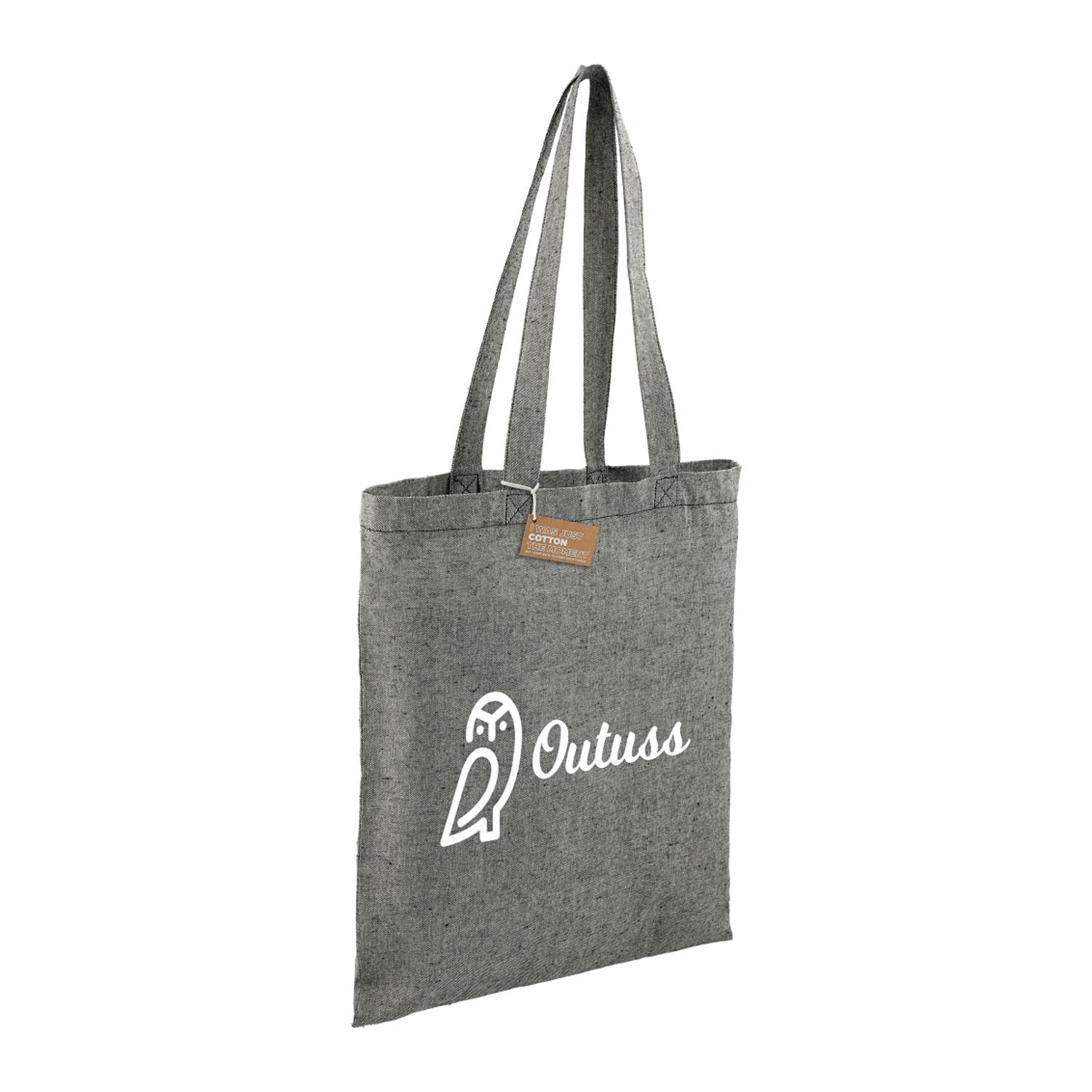 Eco-Friendly Recycled Cotton Twill Tote Bag in black.