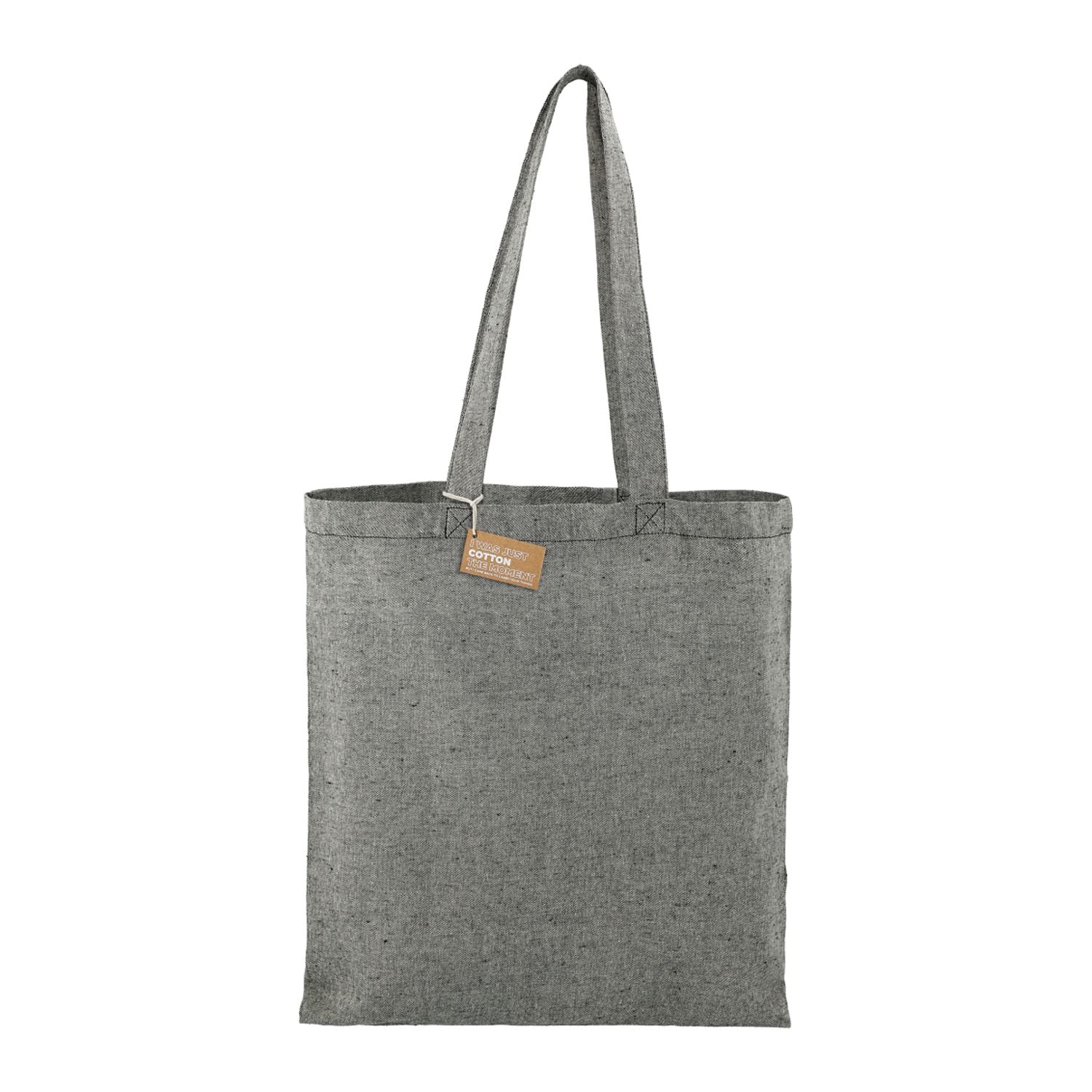 Eco-Friendly Recycled Cotton Twill Tote Bag in black.