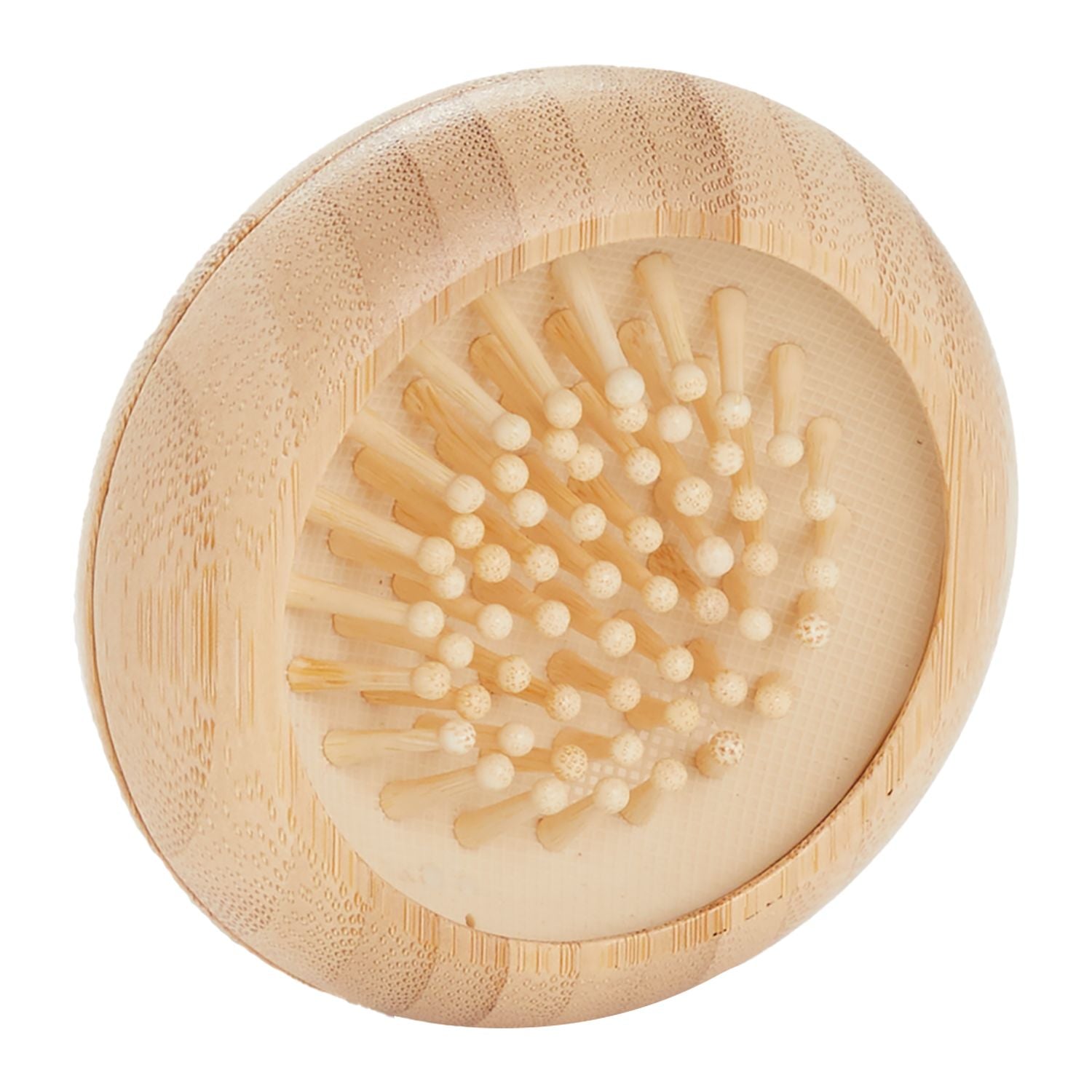Customizable FSC Bamboo Compact Mirror and  Brush.