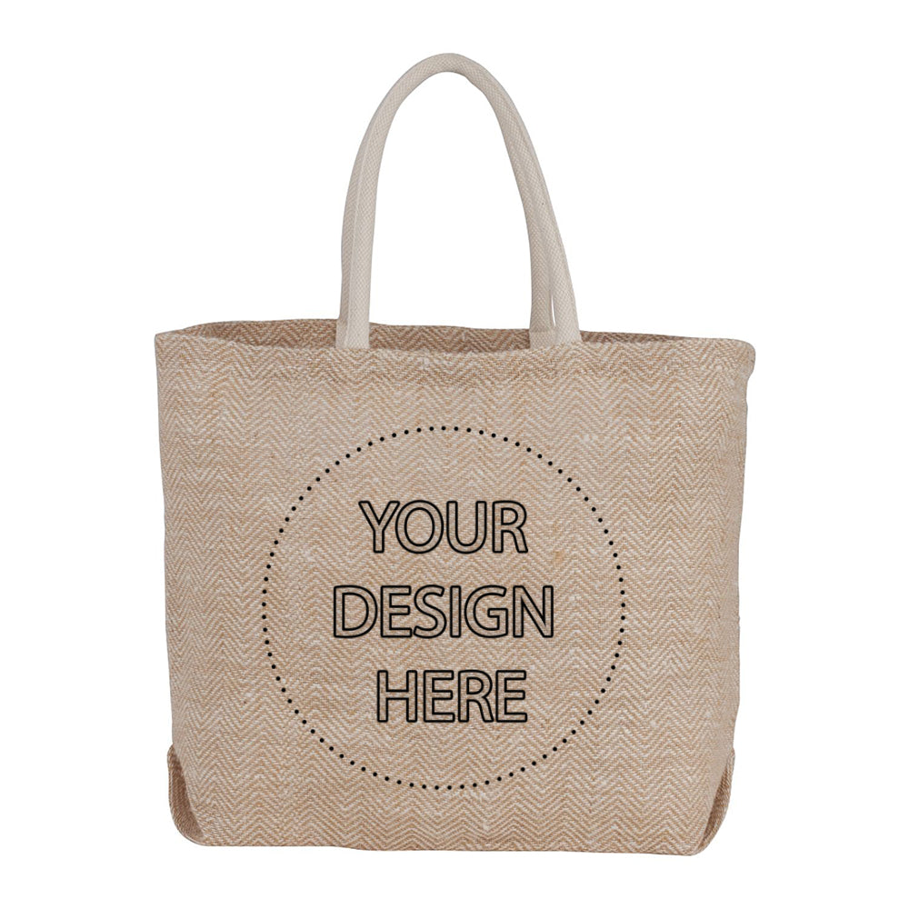 Herringbone Jute Tote- Custom Branding