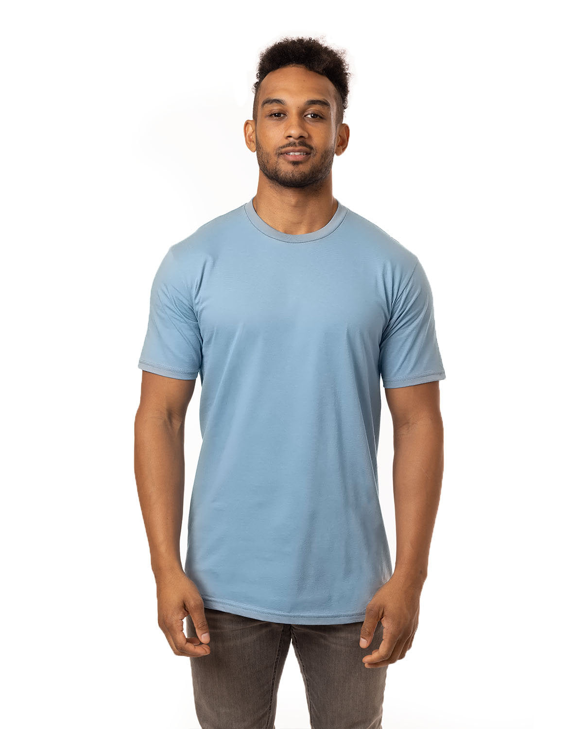 Customizable Econscious Organic Cotton Mens Short-Sleeve T-Shirt in light blue.
