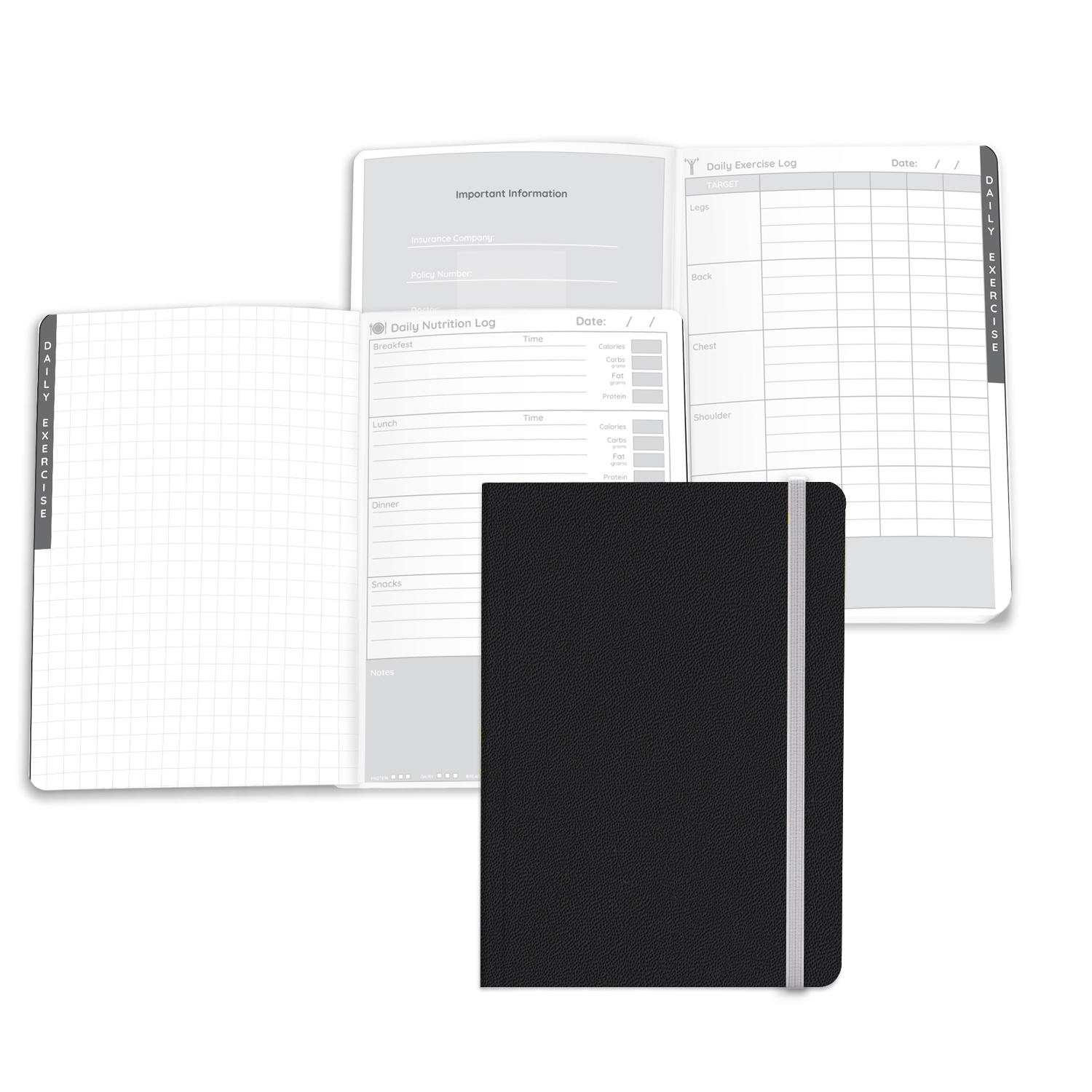 Black Recycled Perfect Bound Wellness Journal - Made in USA