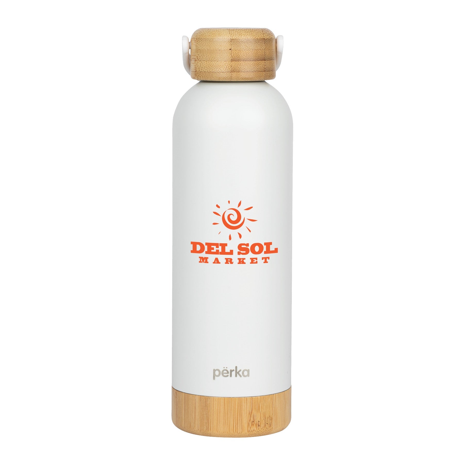 18 oz Perka® Dresden Double Wall, Stainless Steel Water Bottle in white.