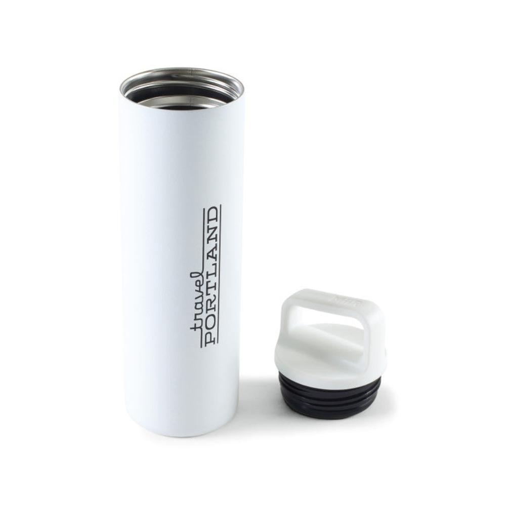 MiiR® 20 oz Stainless Steel Insulated Wide-Mouth Bottle in white with logo