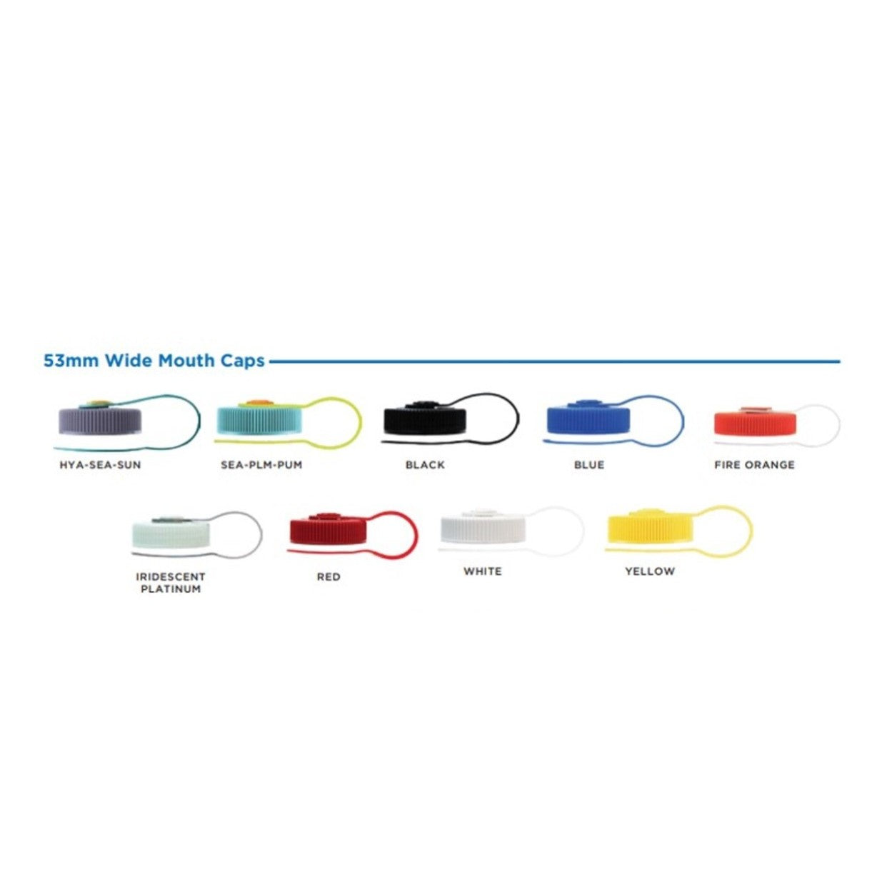 Lid colors for customizable 16 ounce wide-mouth Nalgene Sustain bottles.