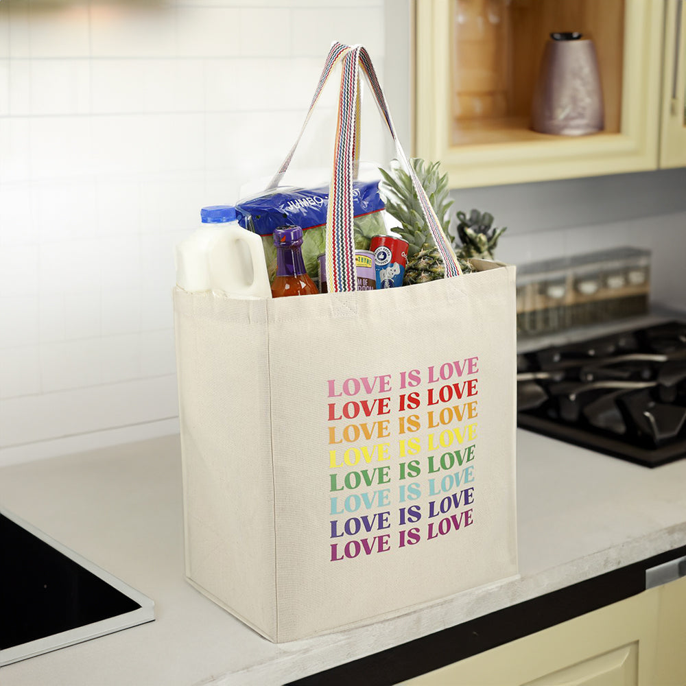 Customizable Rainbow Recycled 8oz Cotton Grocery Tote