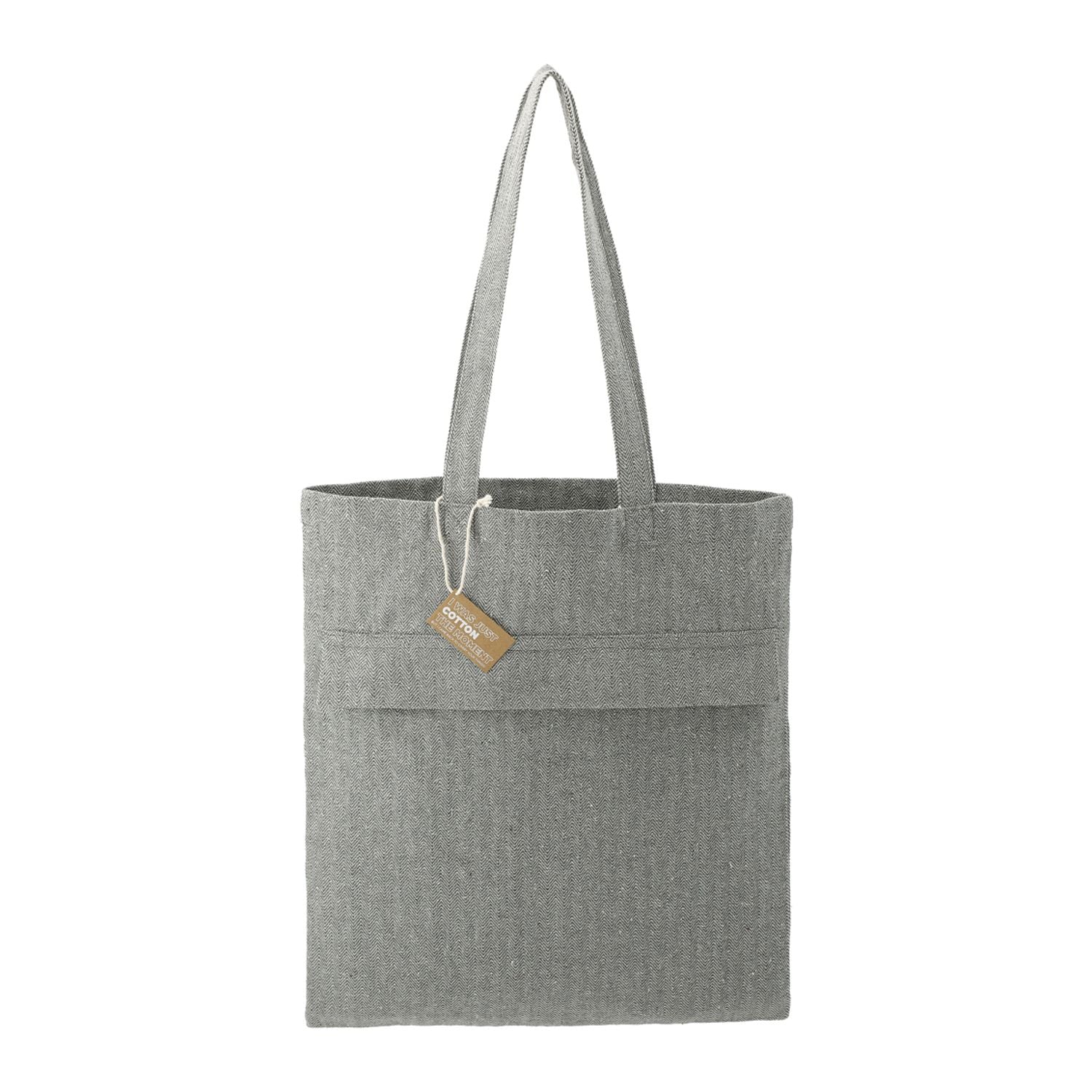 Customizable Recycled Cotton Herringbone Tote w/Zip Pocket