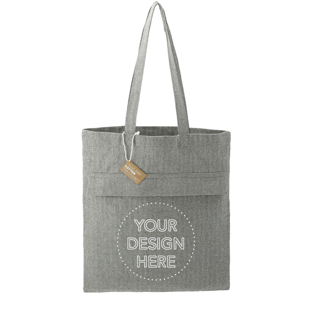 Customizable Recycled Cotton Herringbone Tote w/Zip Pocket