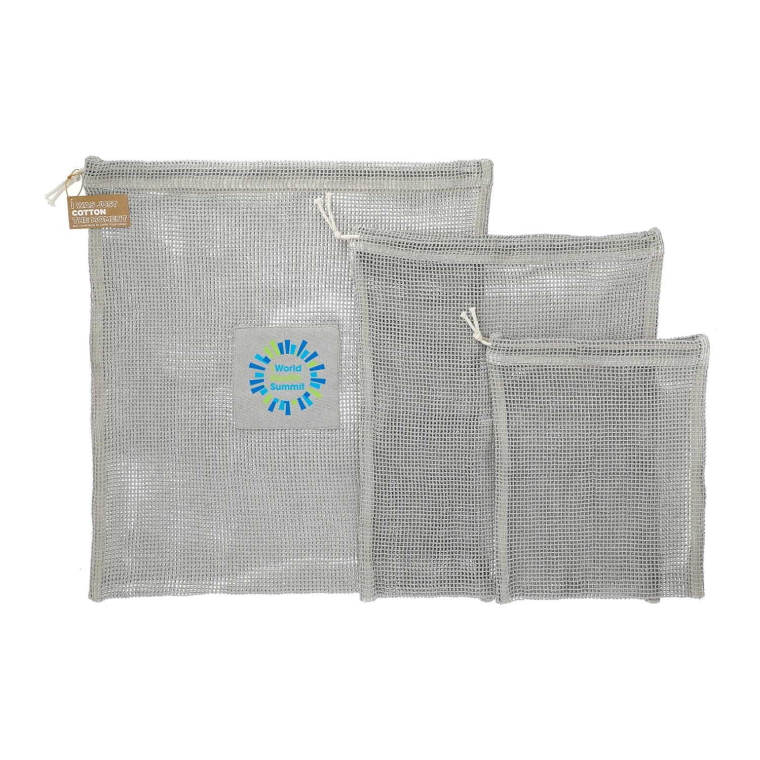 Customizable Recycled Cotton Mesh Cinch Pouch Set