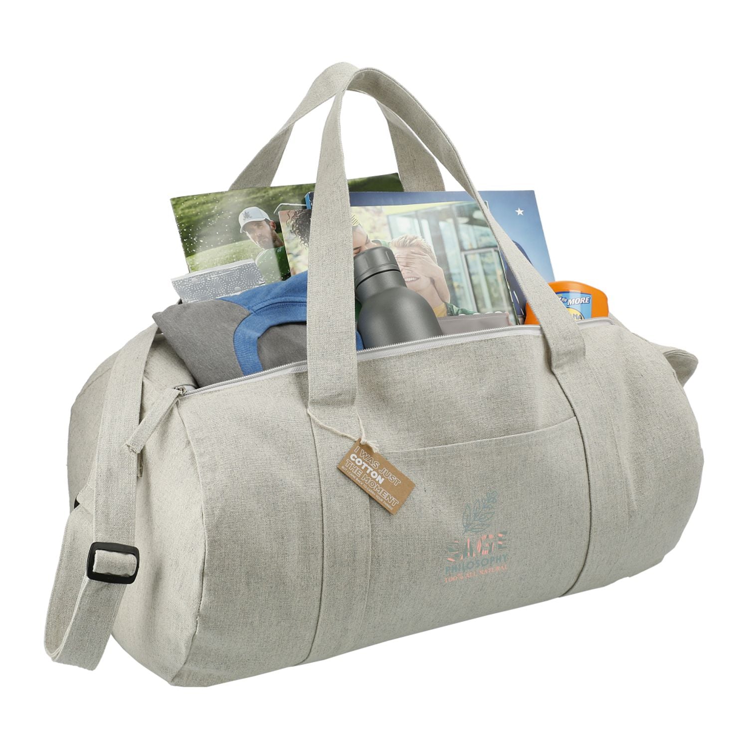 Customizable Repose 10oz Recycled Cotton Barrel Duffle Bag