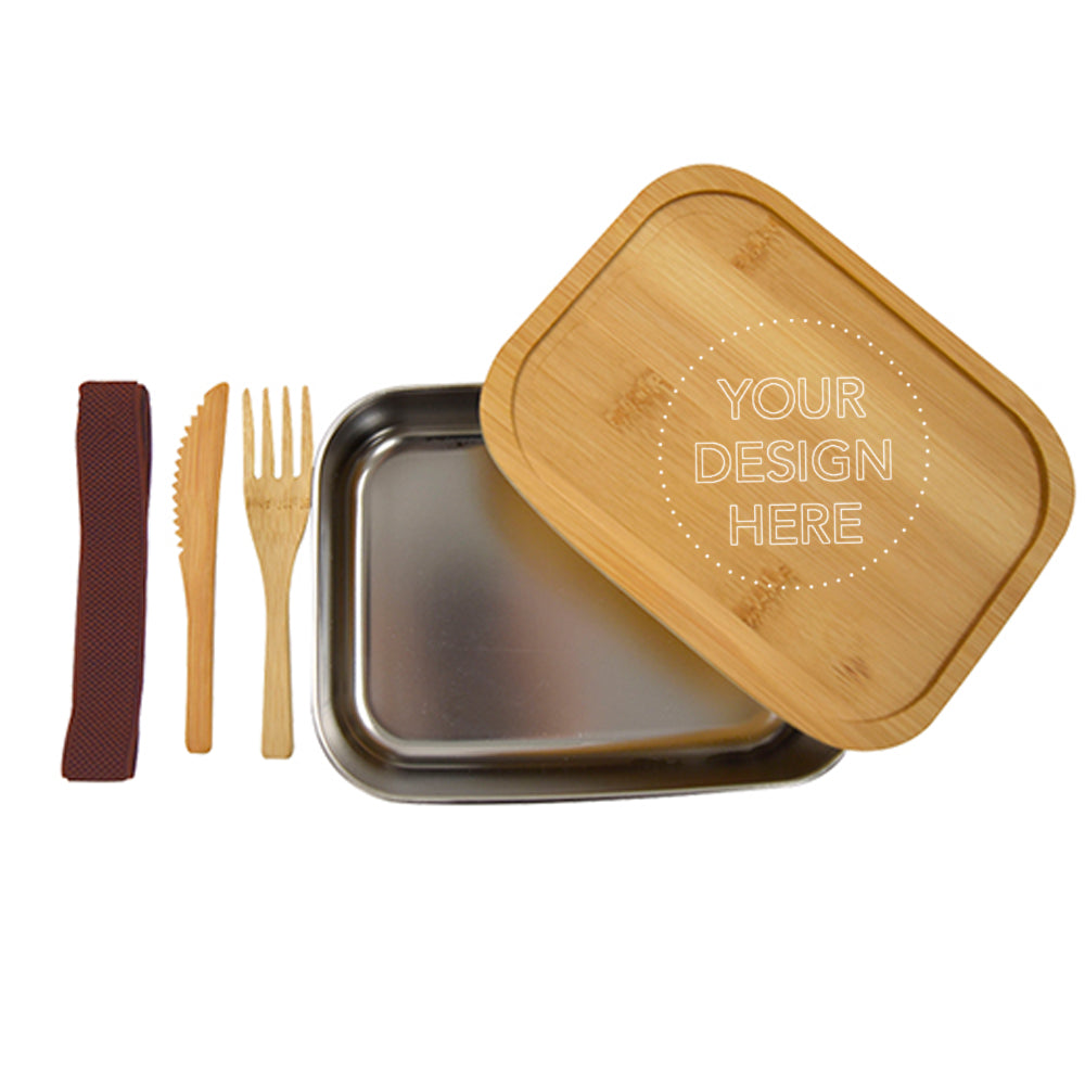 Stainless Steel and Bamboo Bento Box- Custom Branding