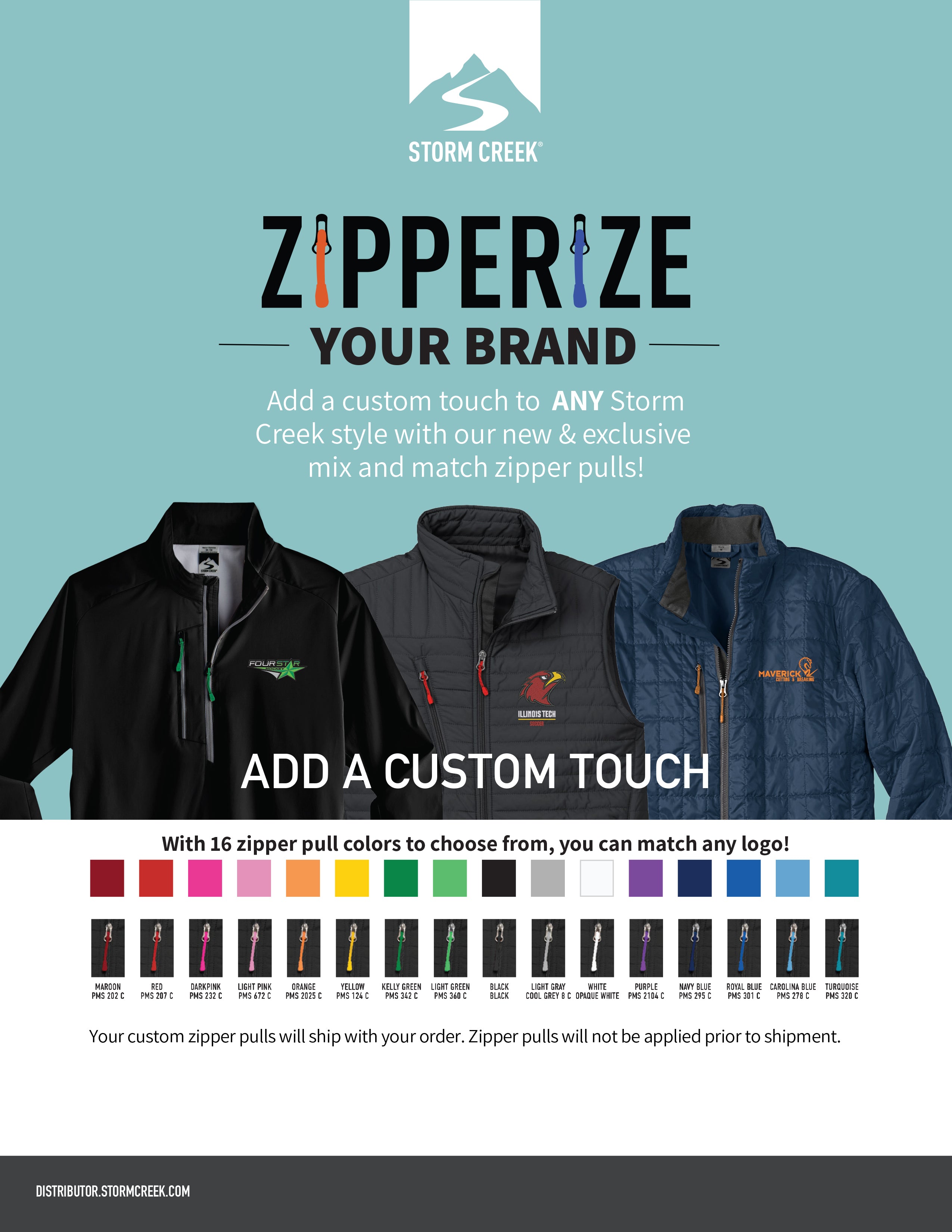 optional zipper pull.