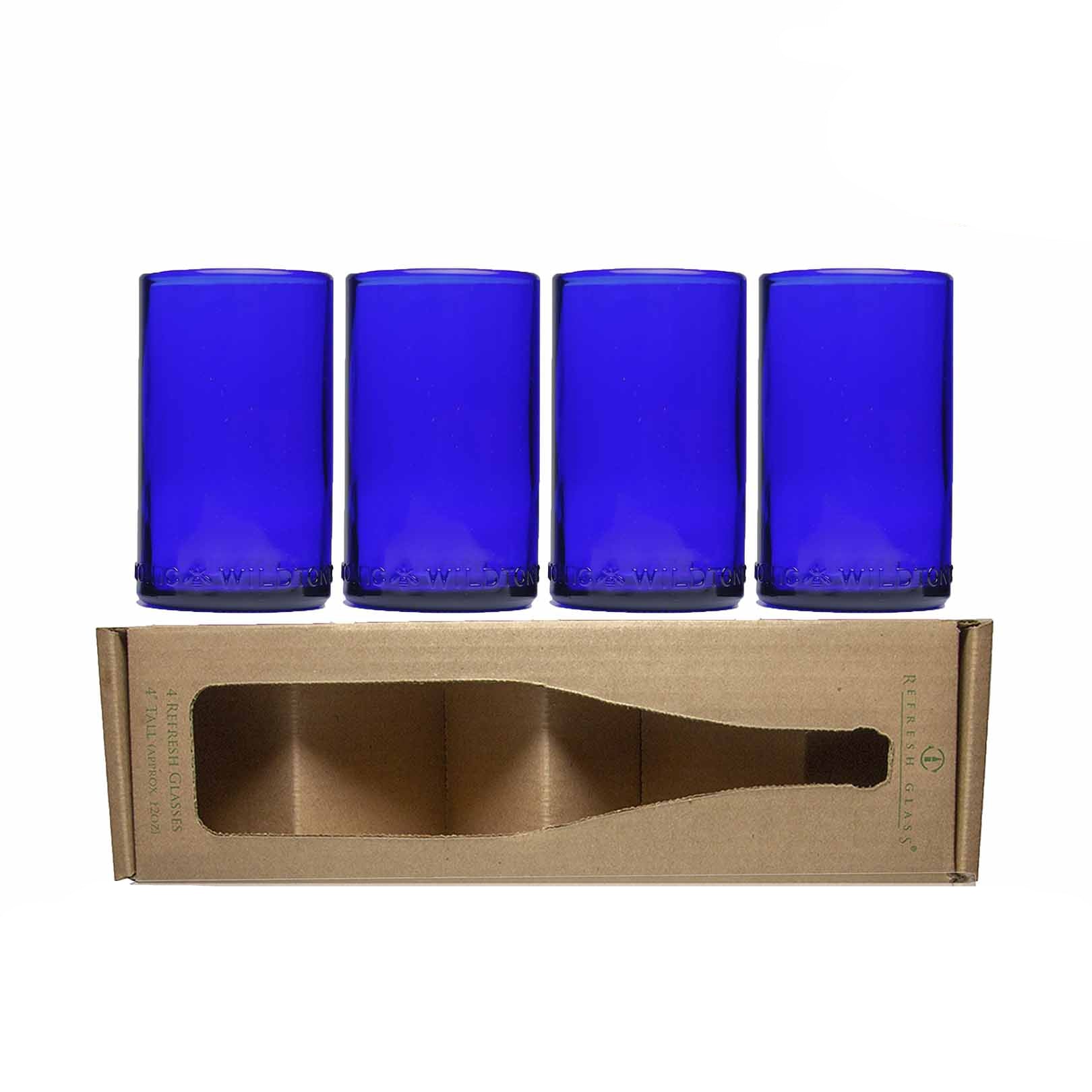 Customizable Recycled Refresh Glass 16 oz in cobalt.