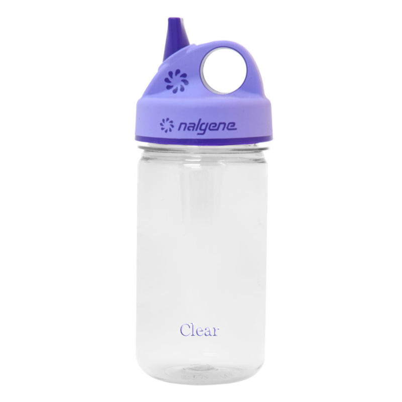 Customizable 12 ounce Nalgene Grip-n-Gulp water bottle in Clear