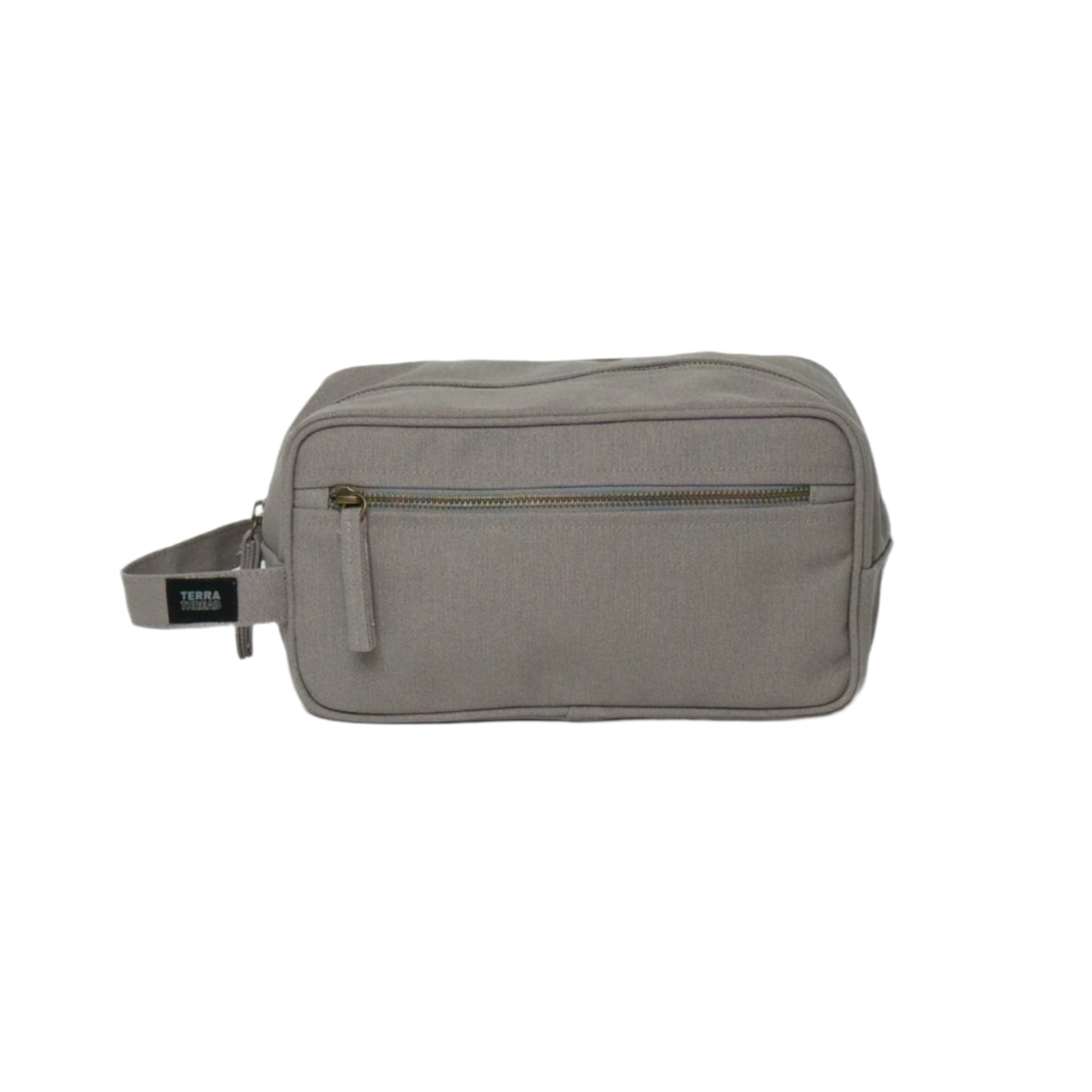 TERRA THREAD® - Canvas Toiletry Bag Sustainable GOTS & Fair Trade Certified in light grsay.