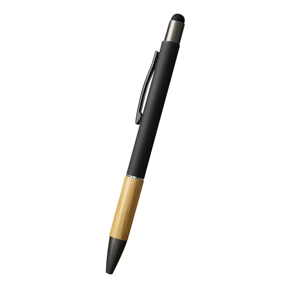 Customizable Aidan bamboo stylus pen in black.