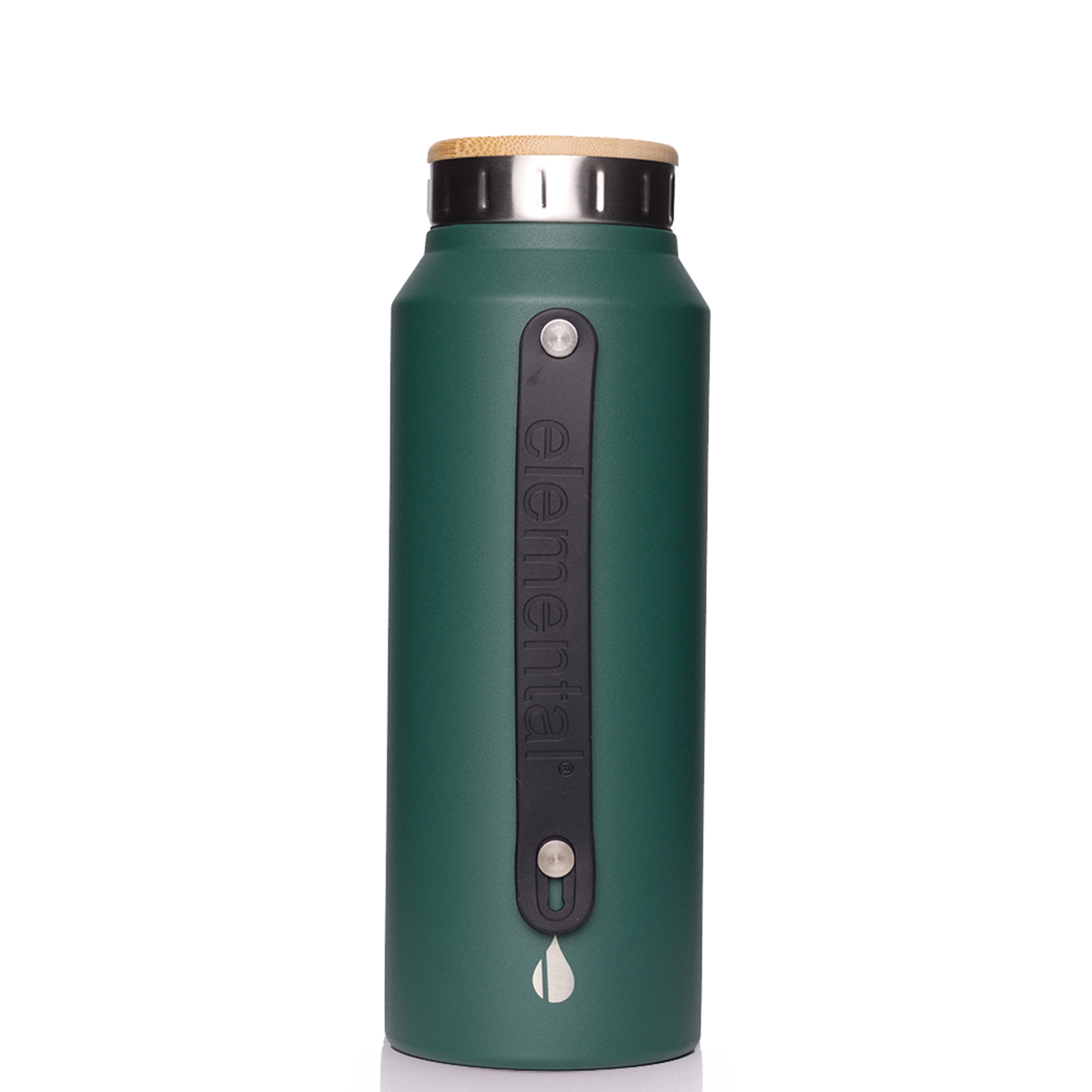 Customizable Elemental® 32 oz Insulated Stainless Steel Bottle in forest green