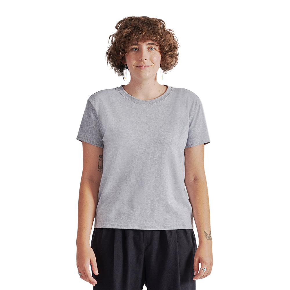 Customizable everywhere apparel recycled cotton shirt womens in grey.