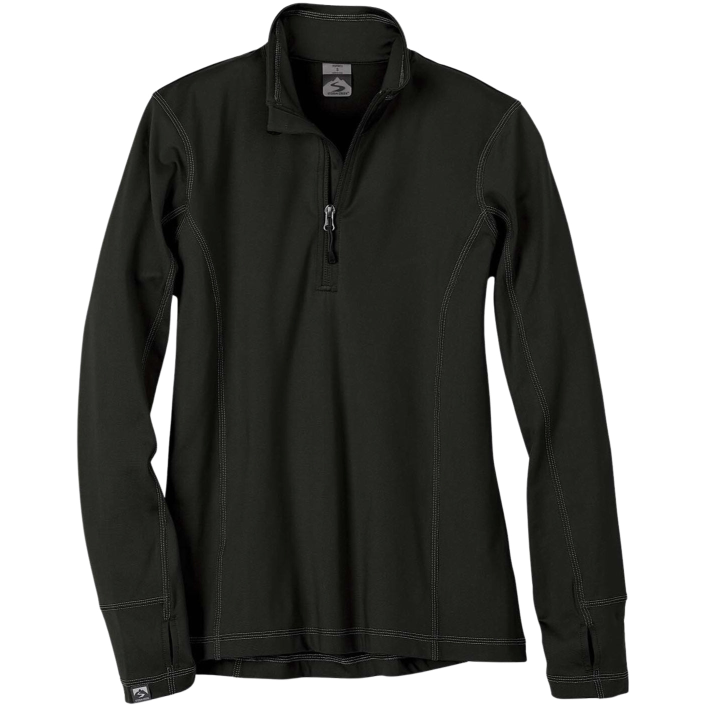 Customizable Storm Creek women's Adapter quarter zip jacket in black.