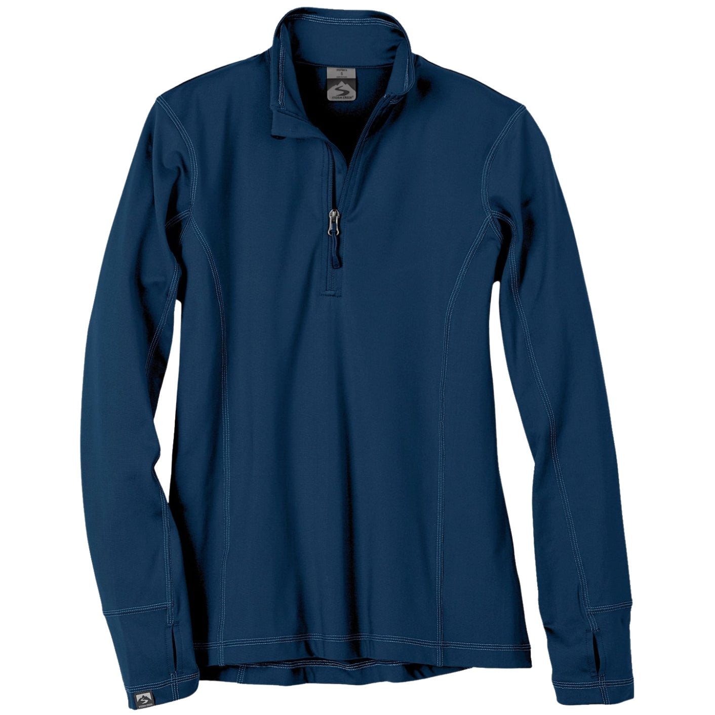 Customizable Storm Creek women's Adapter quarter zip jacket in navy.