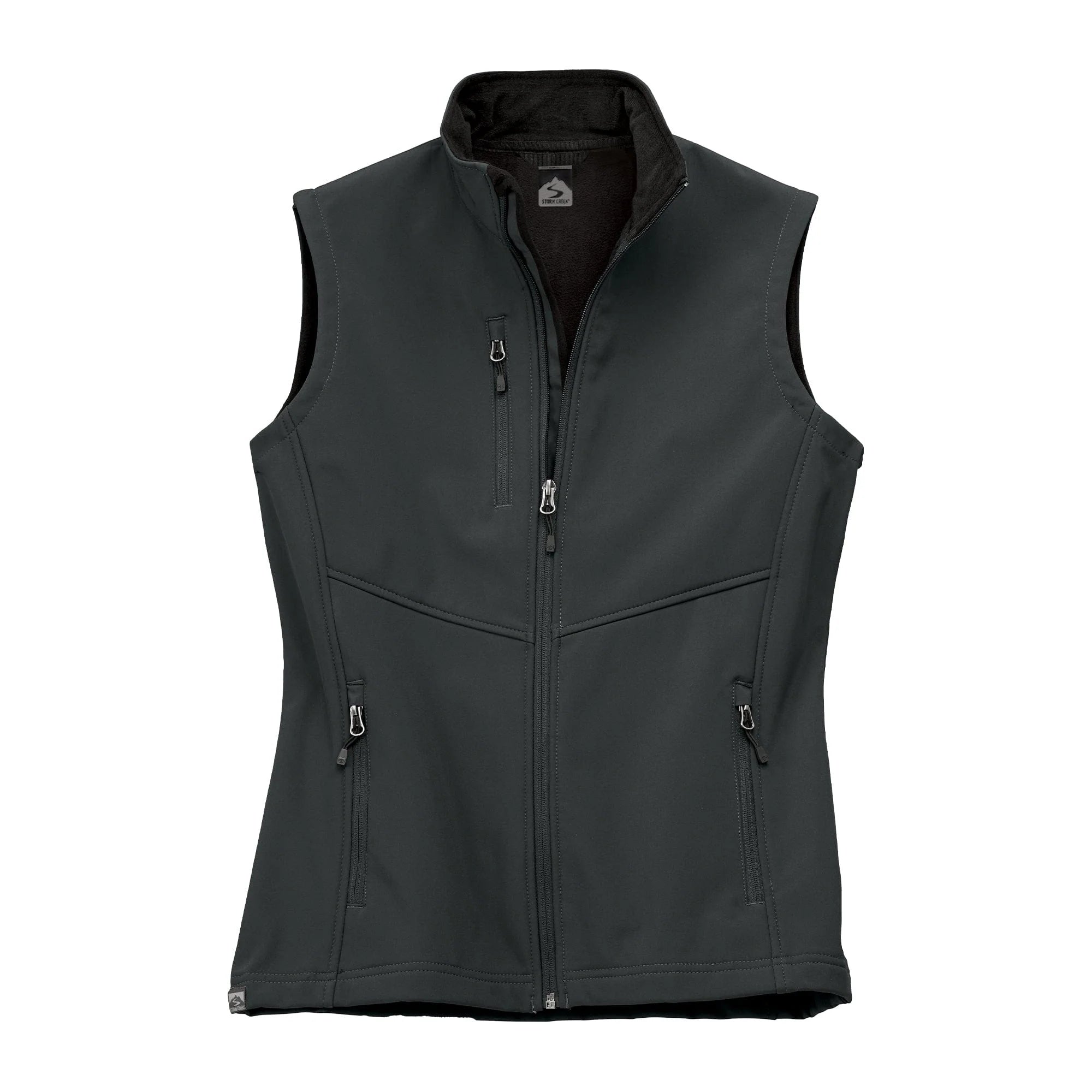 Customizable Storm Creek women's Trailblazer recycled polyester vest in jet black.
