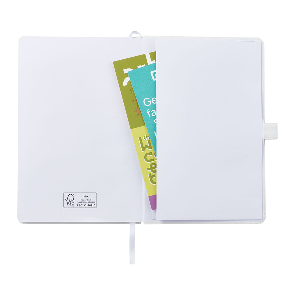 5.5'' x 8.5'' FSC Recycled Seed Paper Bound Journal inside pocket.