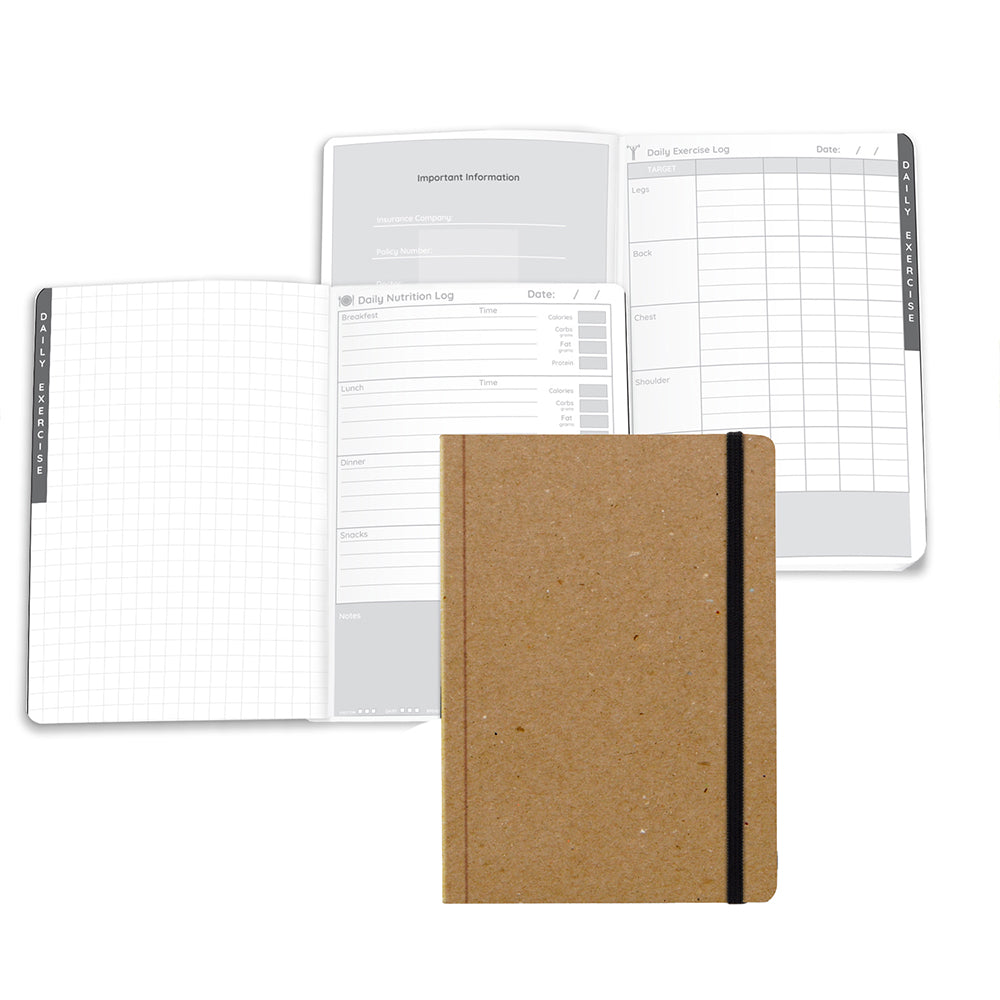 Customizable perfect bound wellness journals in natural.