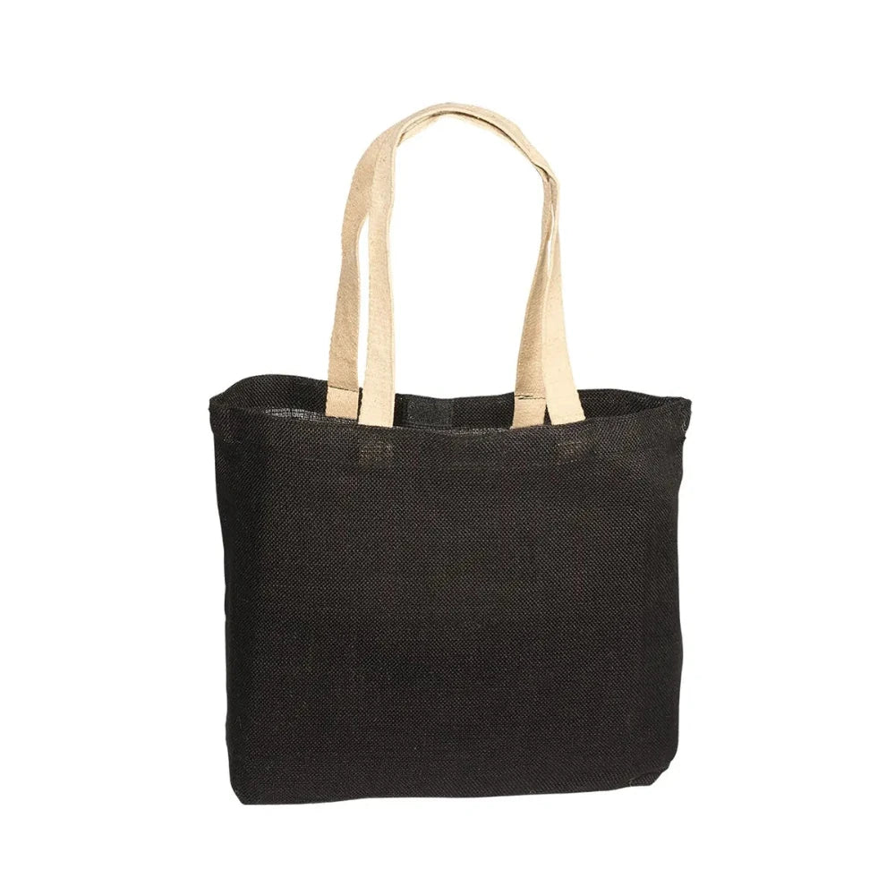 Eco-Green Jute Tote in black.