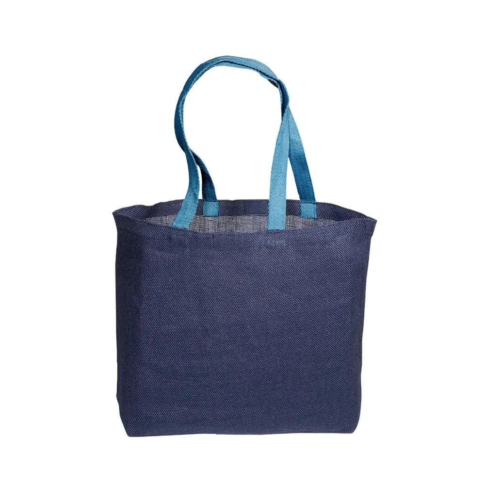 Eco-Green Jute Tote in navy.