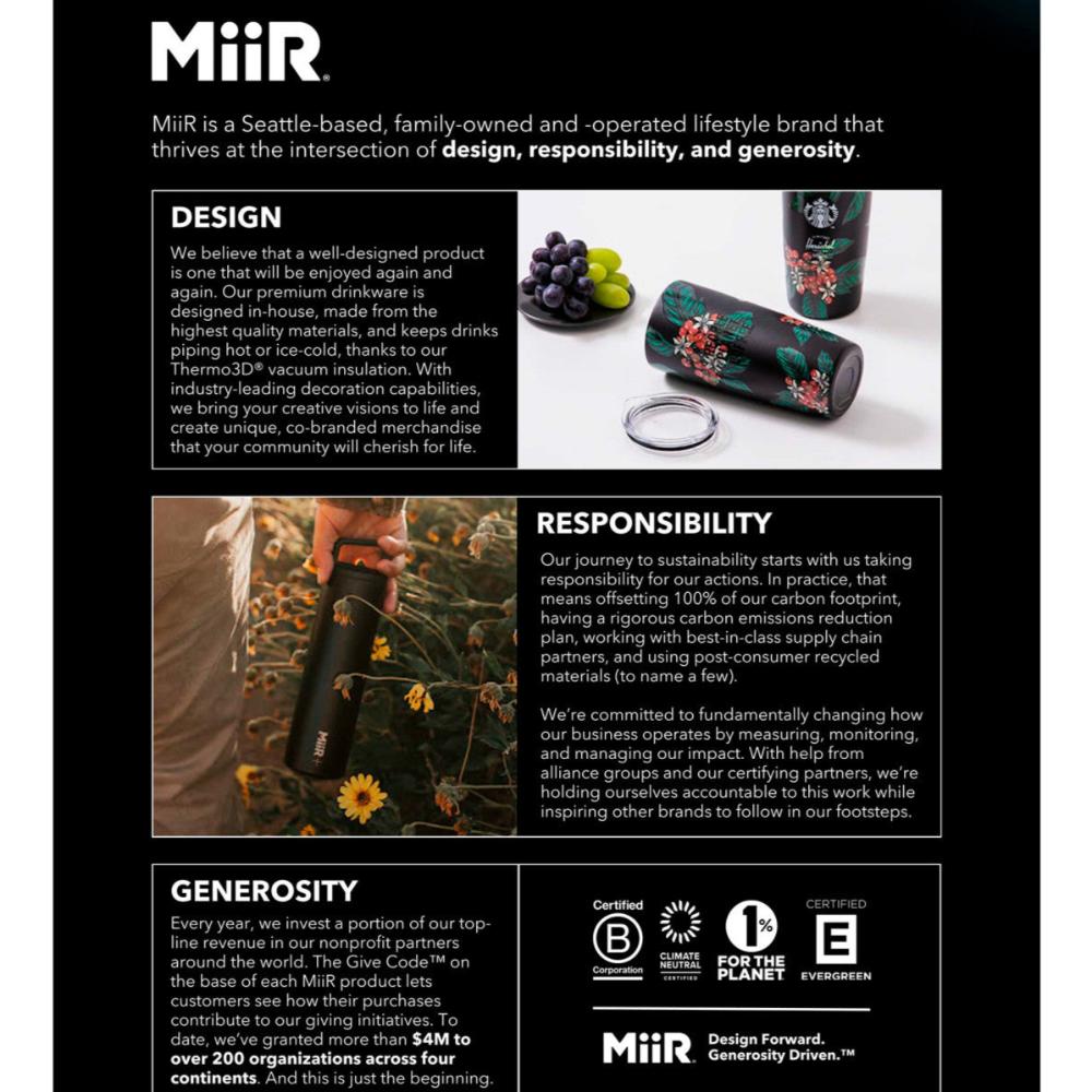 Customizable Miir 23 oz insulated water bottle.