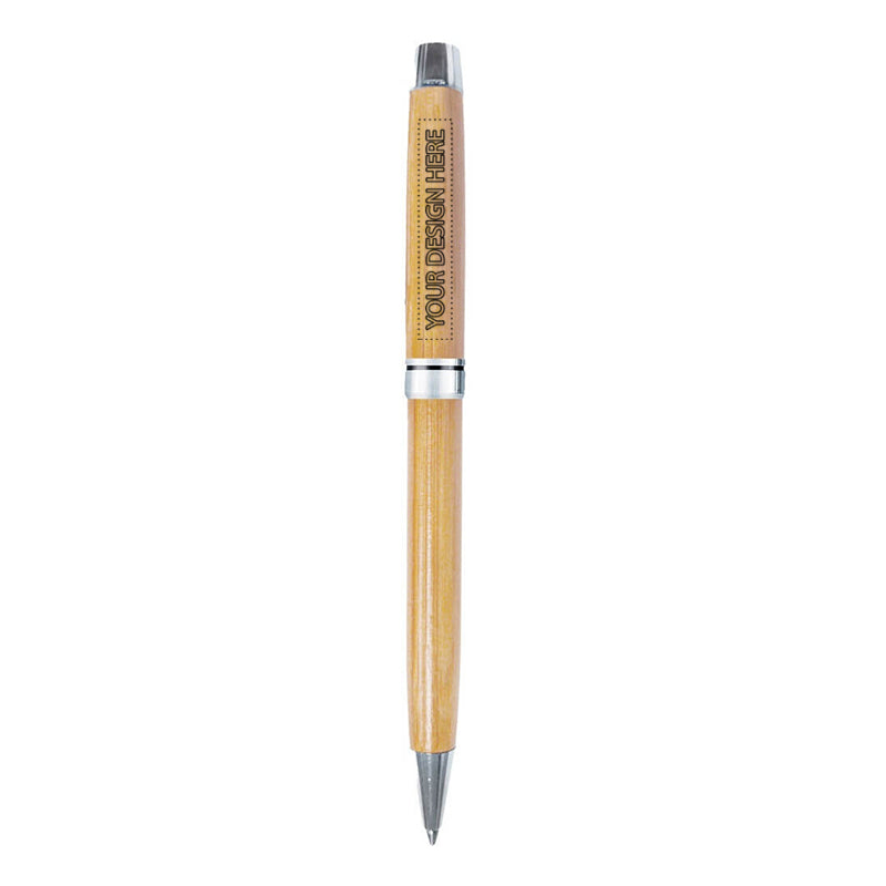 Customizable Bamboo Twist Ballpoint Pen.