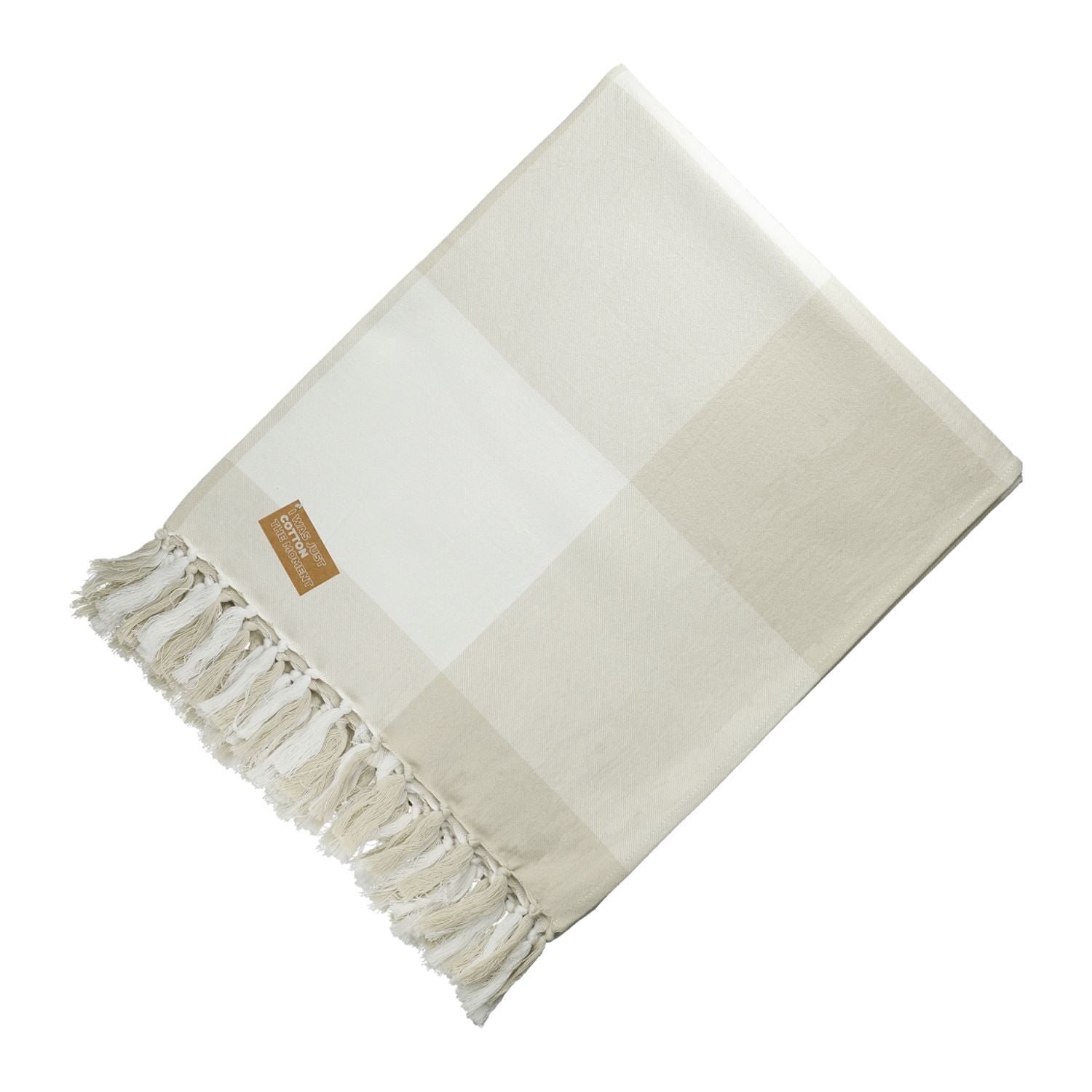 Field & Co.® 100% Organic Cotton Check Throw Blanket in tan.