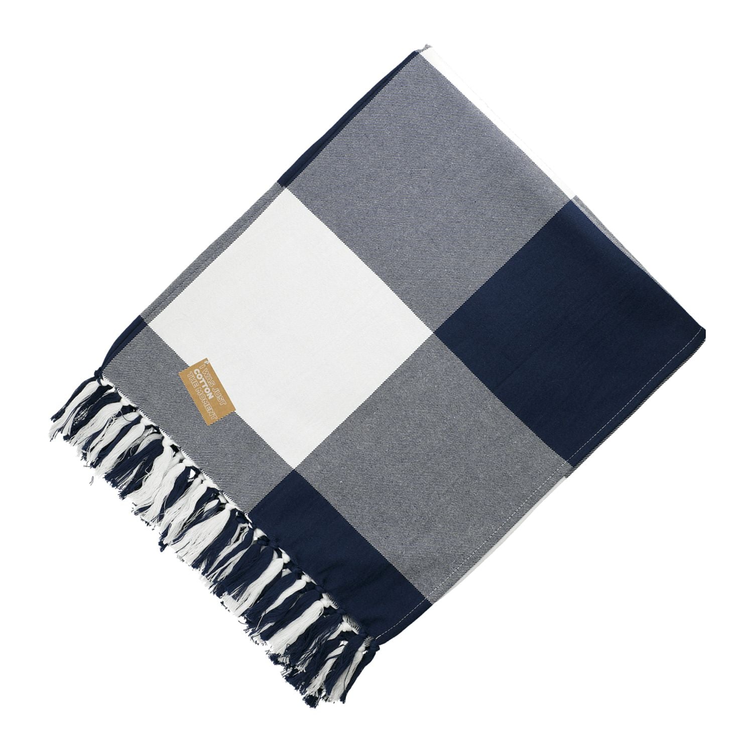 Field & Co.® 100% Organic Cotton Check Throw Blanket in navy