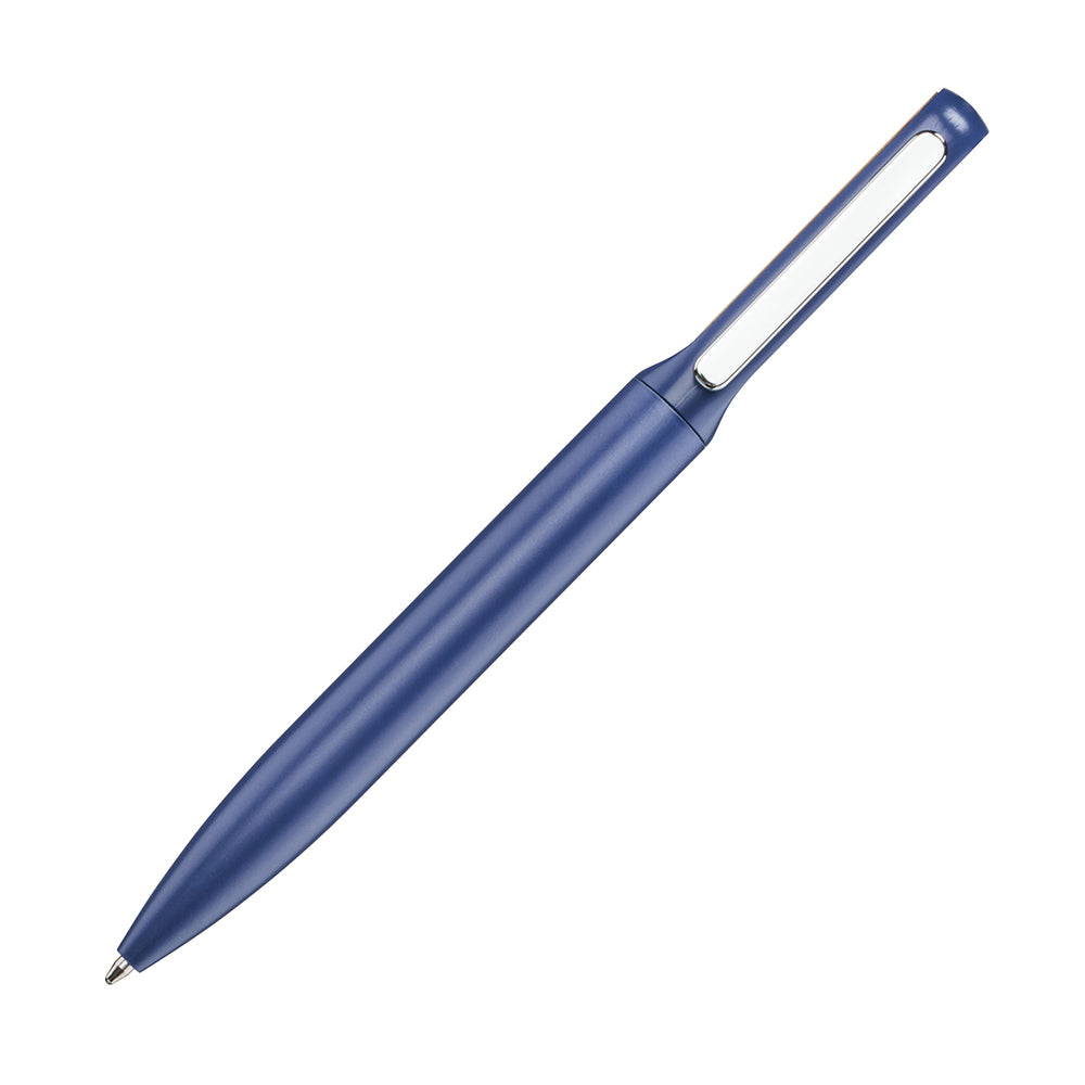 Customized hayden aluminum ball pen in blue.