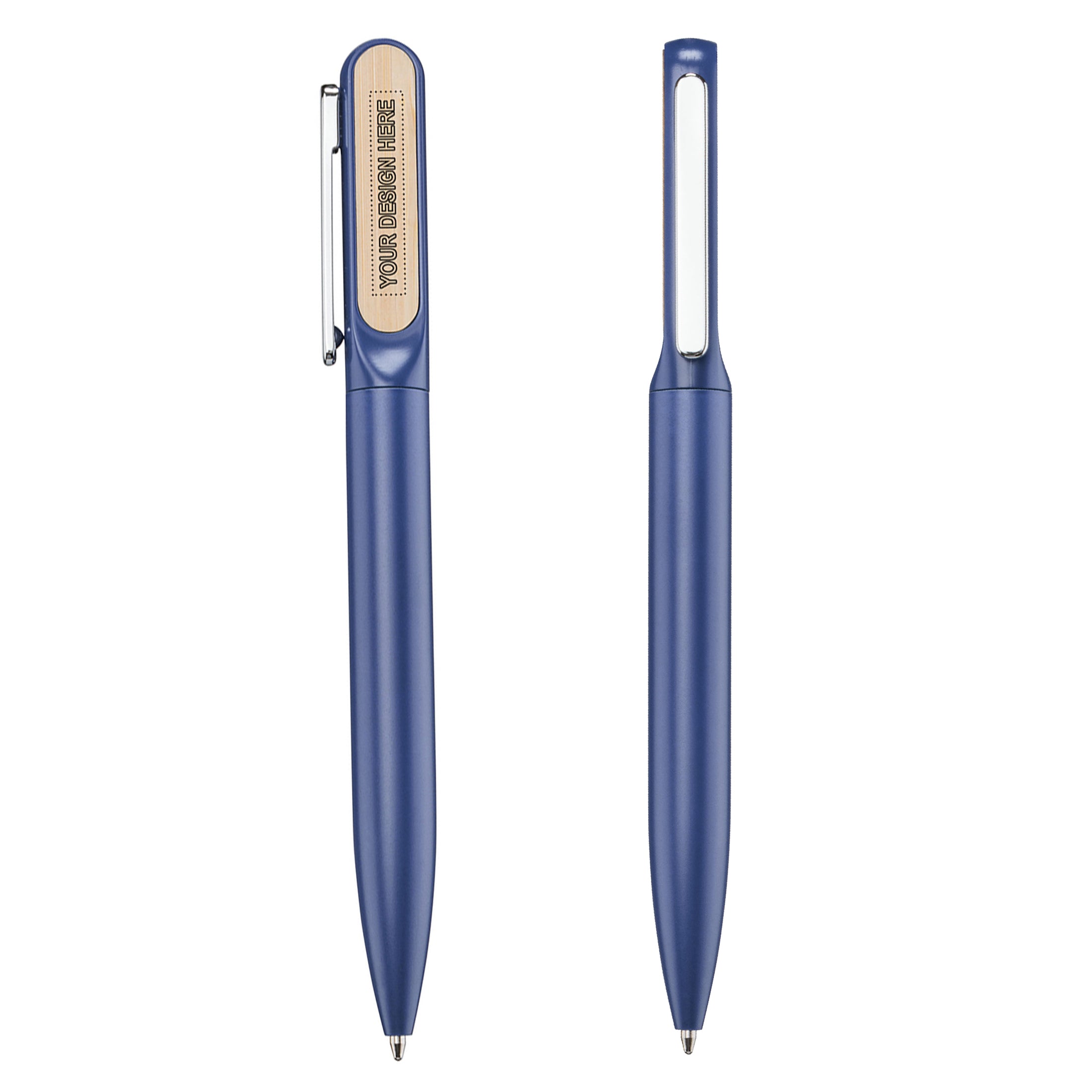 Customized hayden aluminum ball pen in blue.