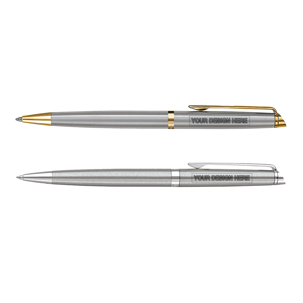 Customized hemisphere waterman stainless steel ballpoint pens.