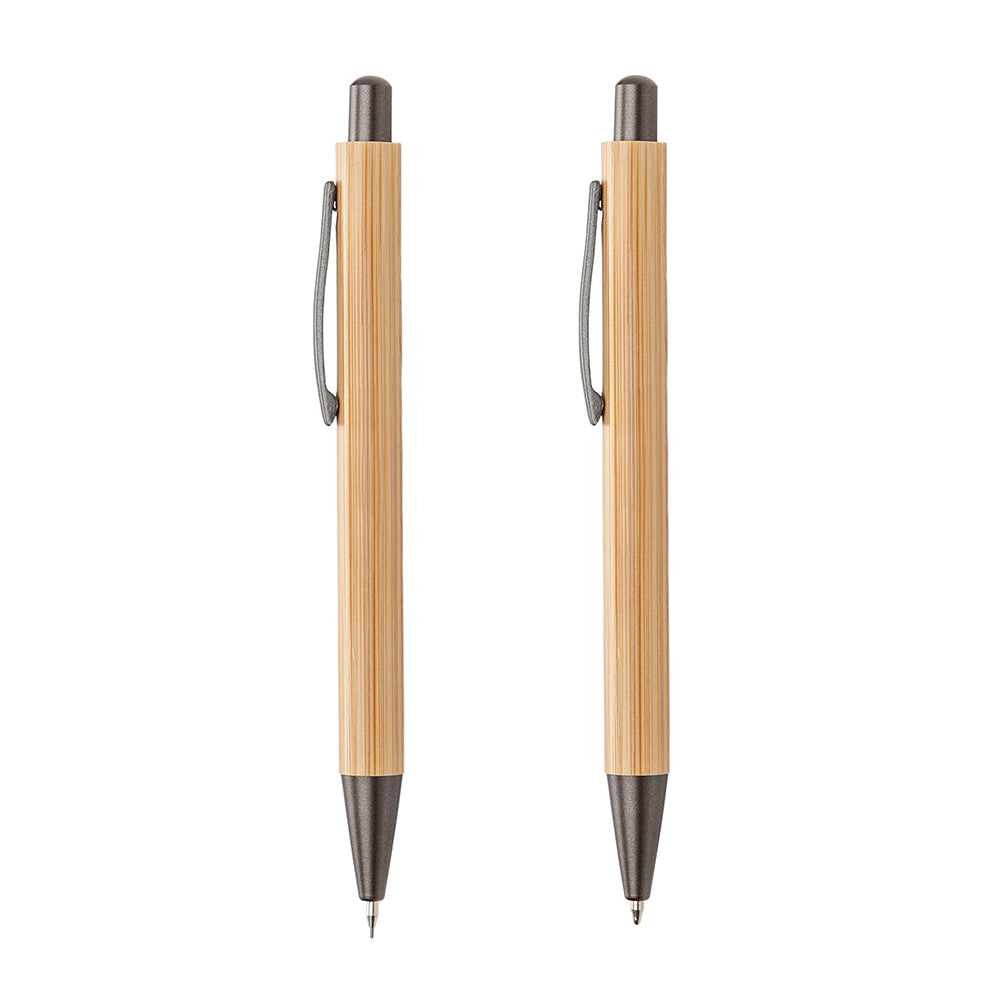 Lucky clicker bamboo pencil and pen set.