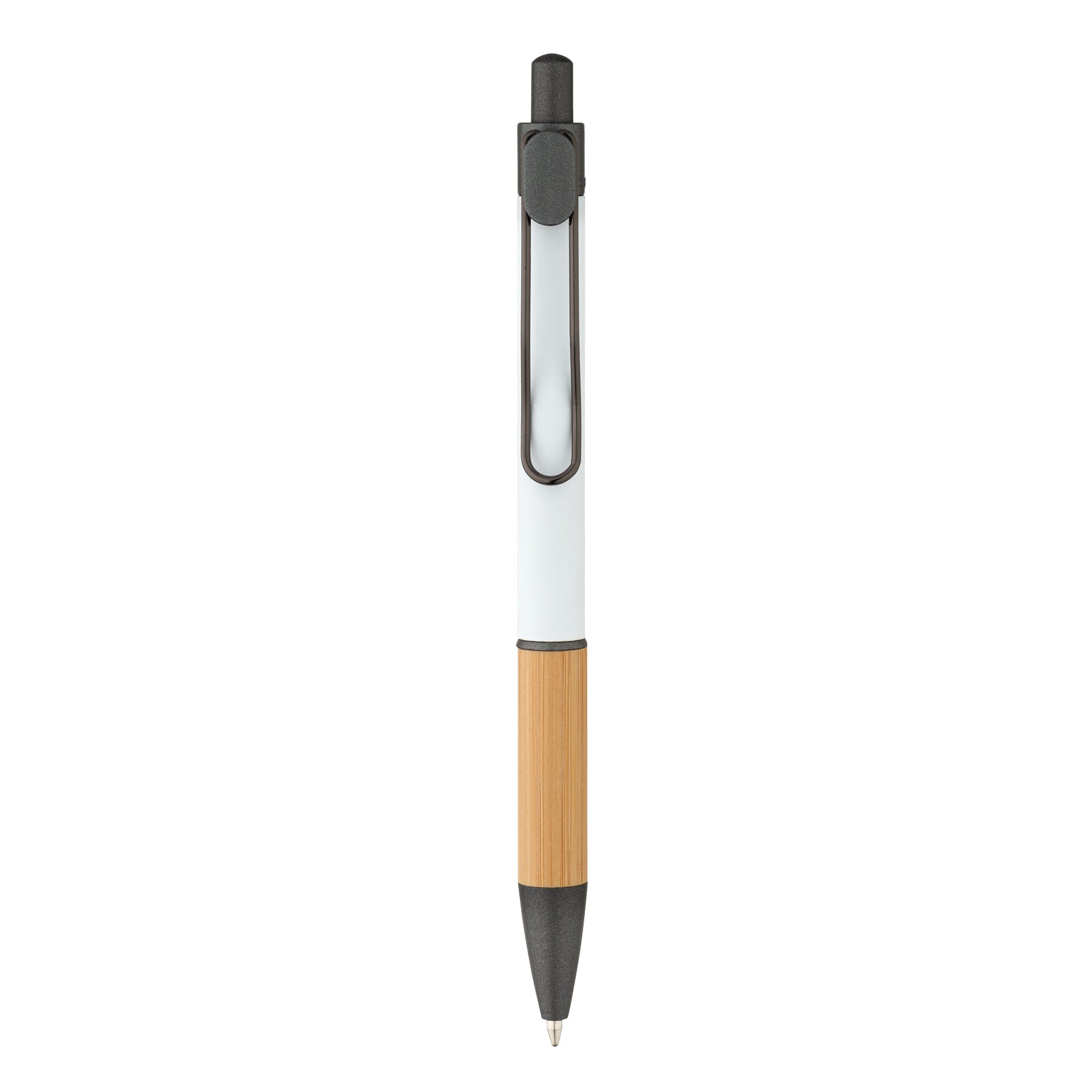 Customized manoa ballpoint bamboo pen in white.